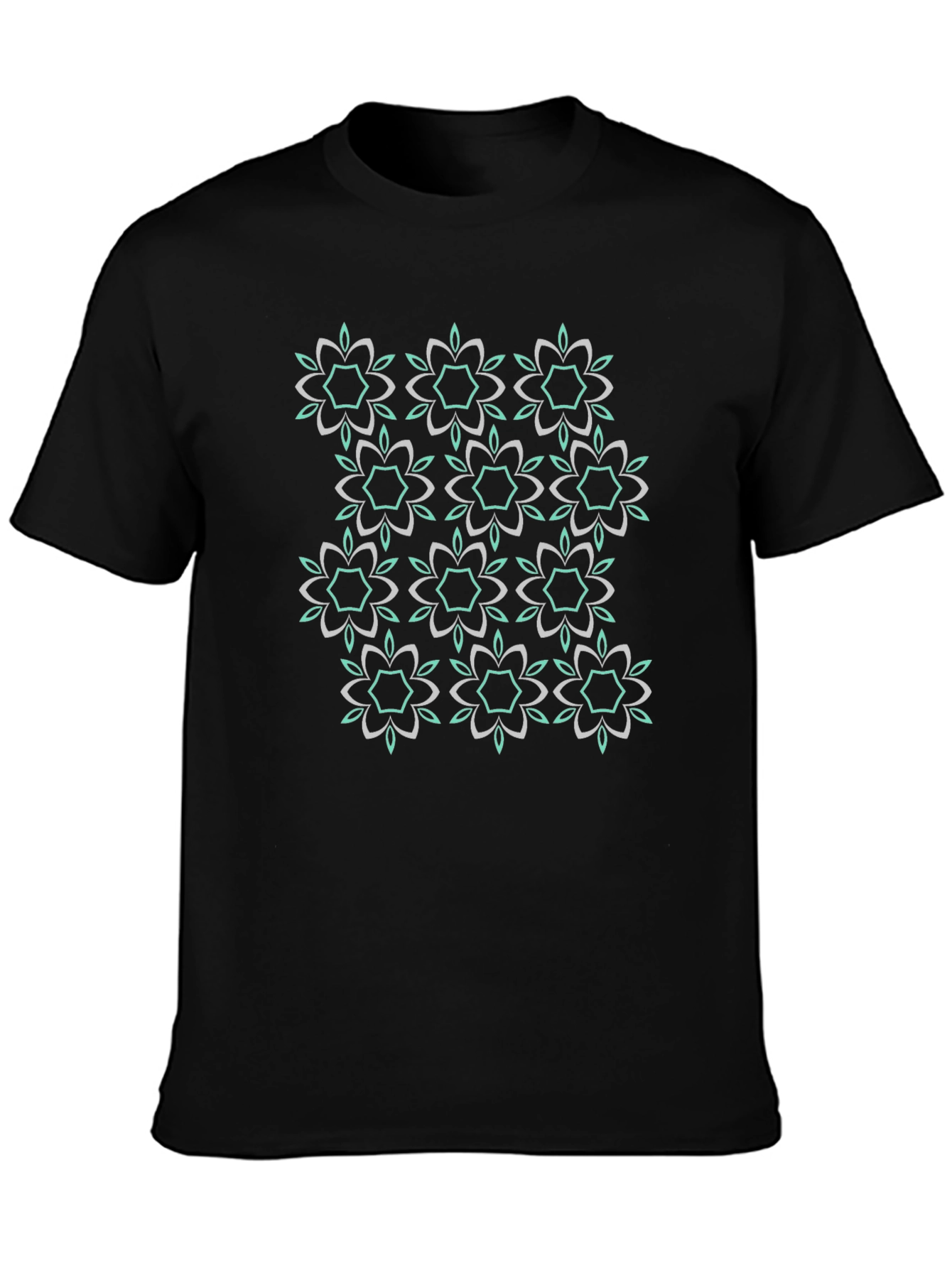 Modern Floral Tee - Black Graphic Print Shirt