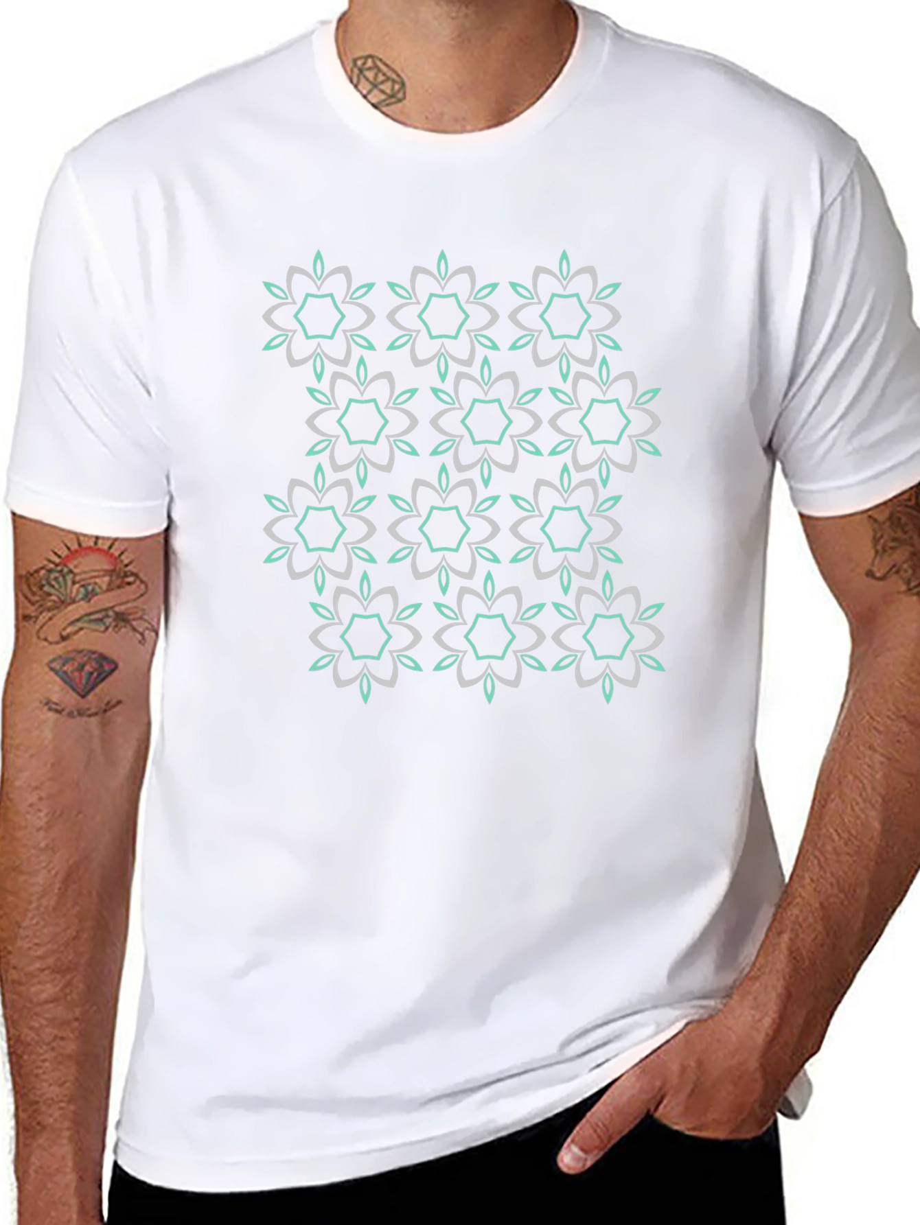 Modern Floral Tee - Black Graphic Print Shirt