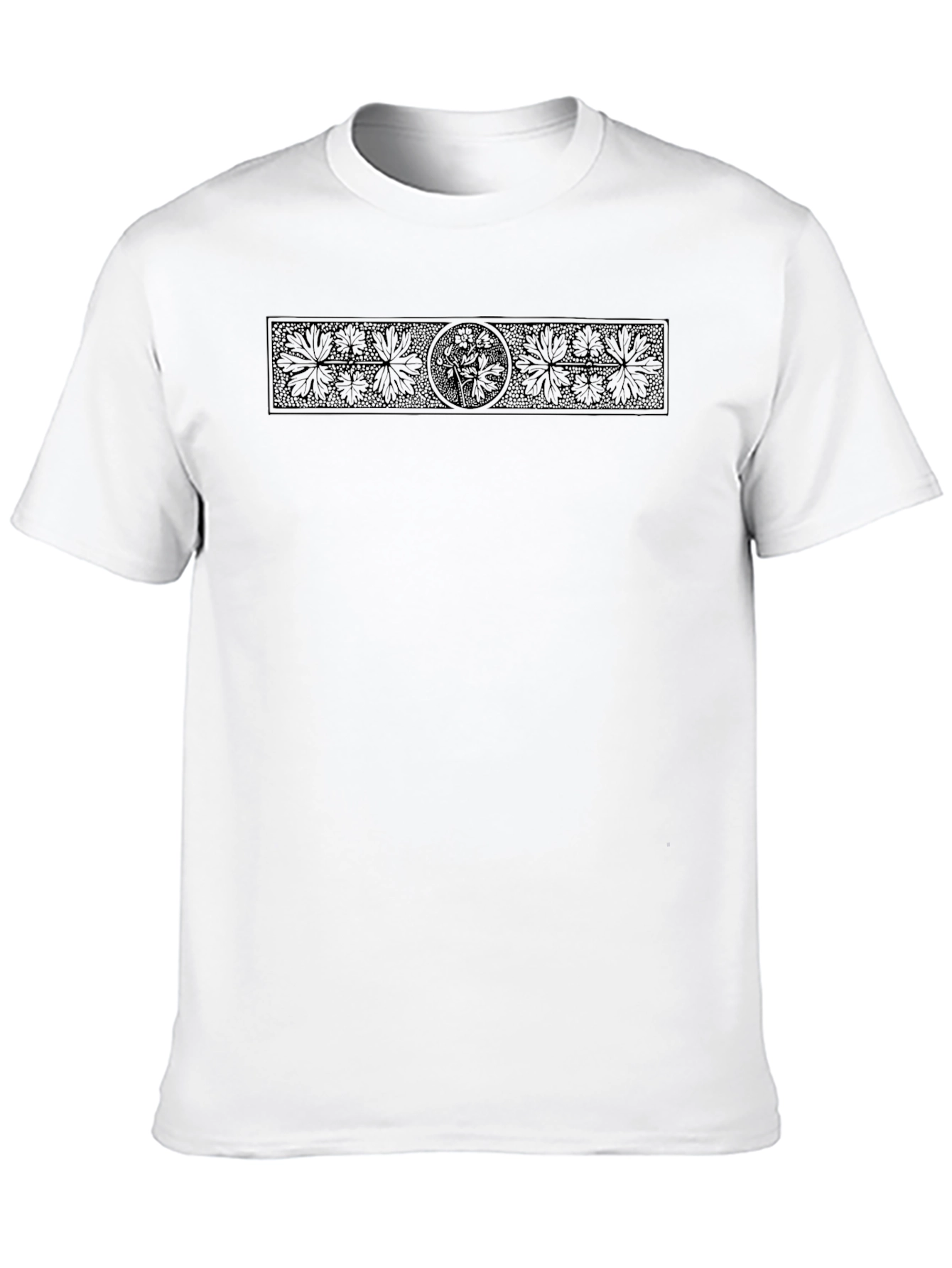 Elegant Floral Pattern Black T-Shirt