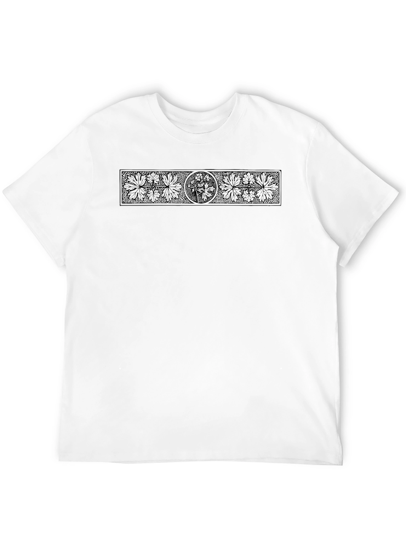 Elegant Floral Pattern Black T-Shirt