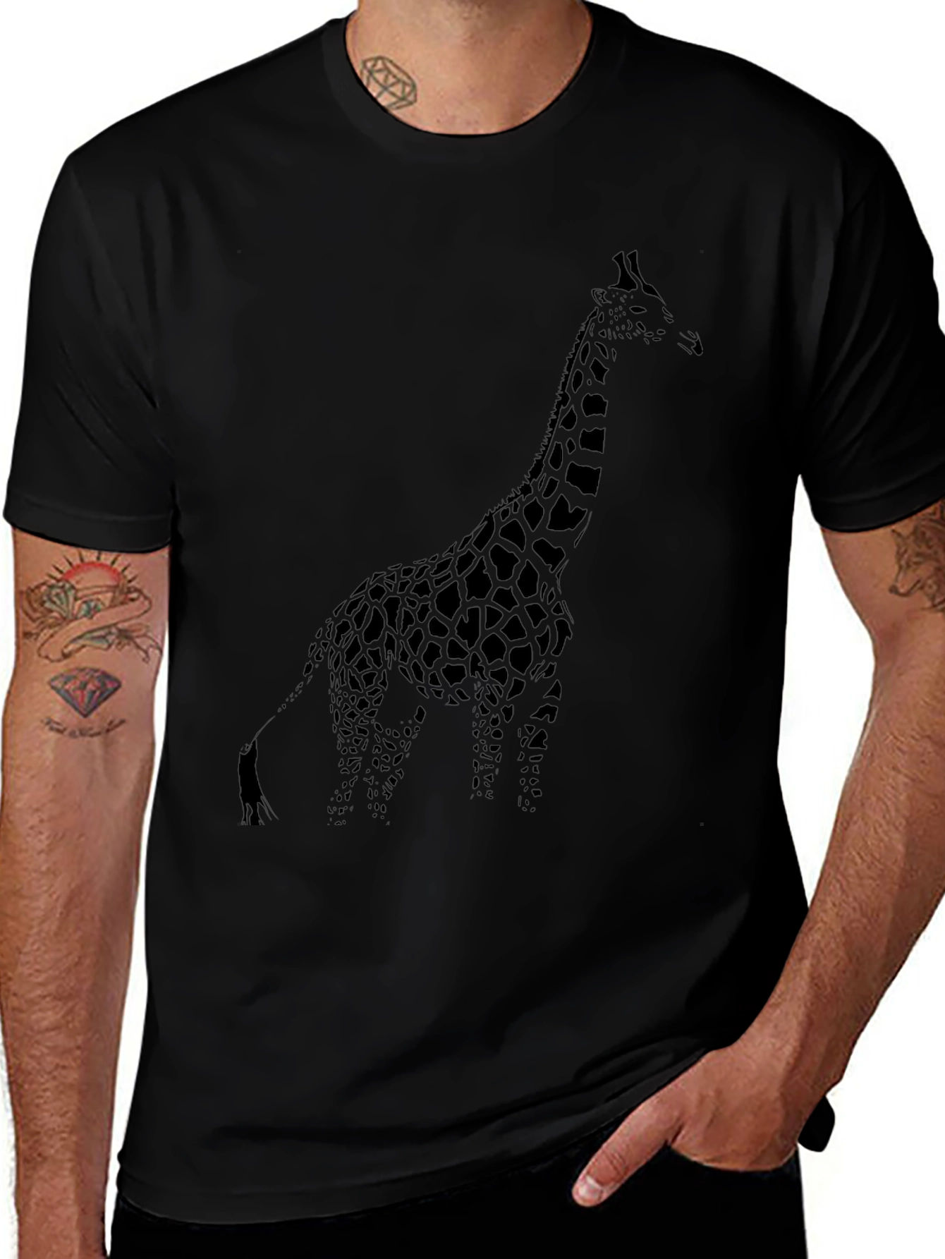 Giraffe Graphic Black Tee