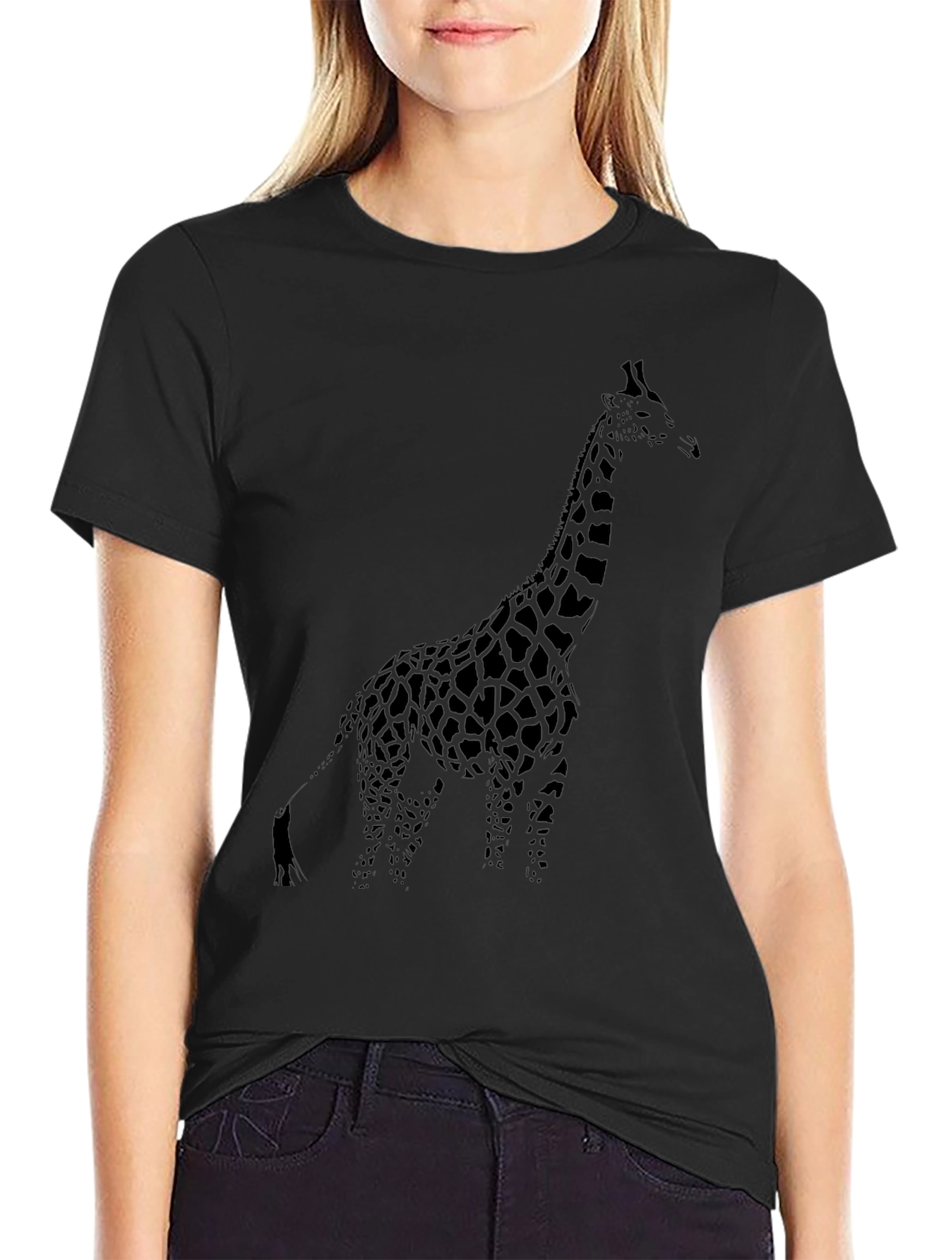 Giraffe Graphic Black Tee
