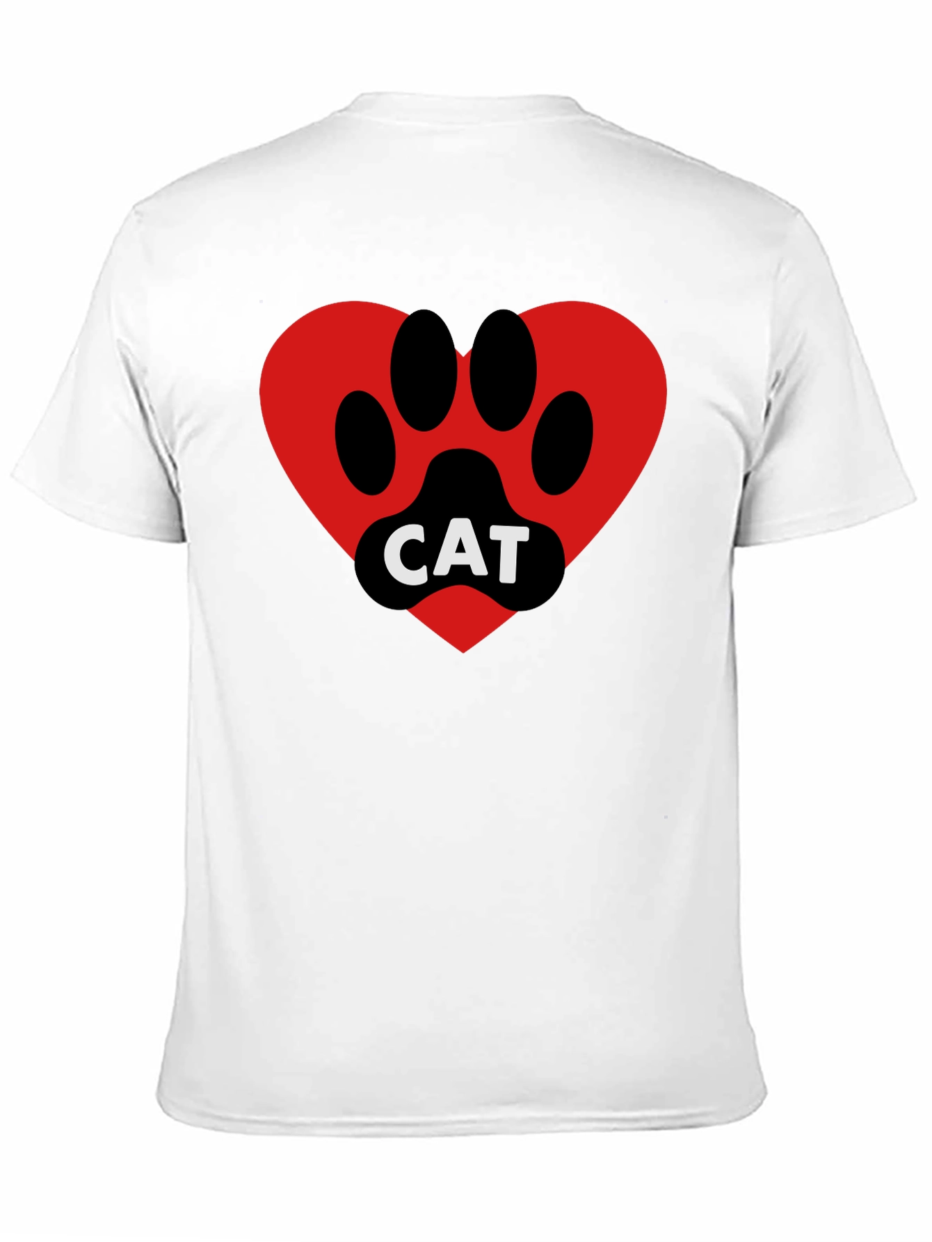 Cat Paw Heart T-Shirt - Black Cotton Blend Tee