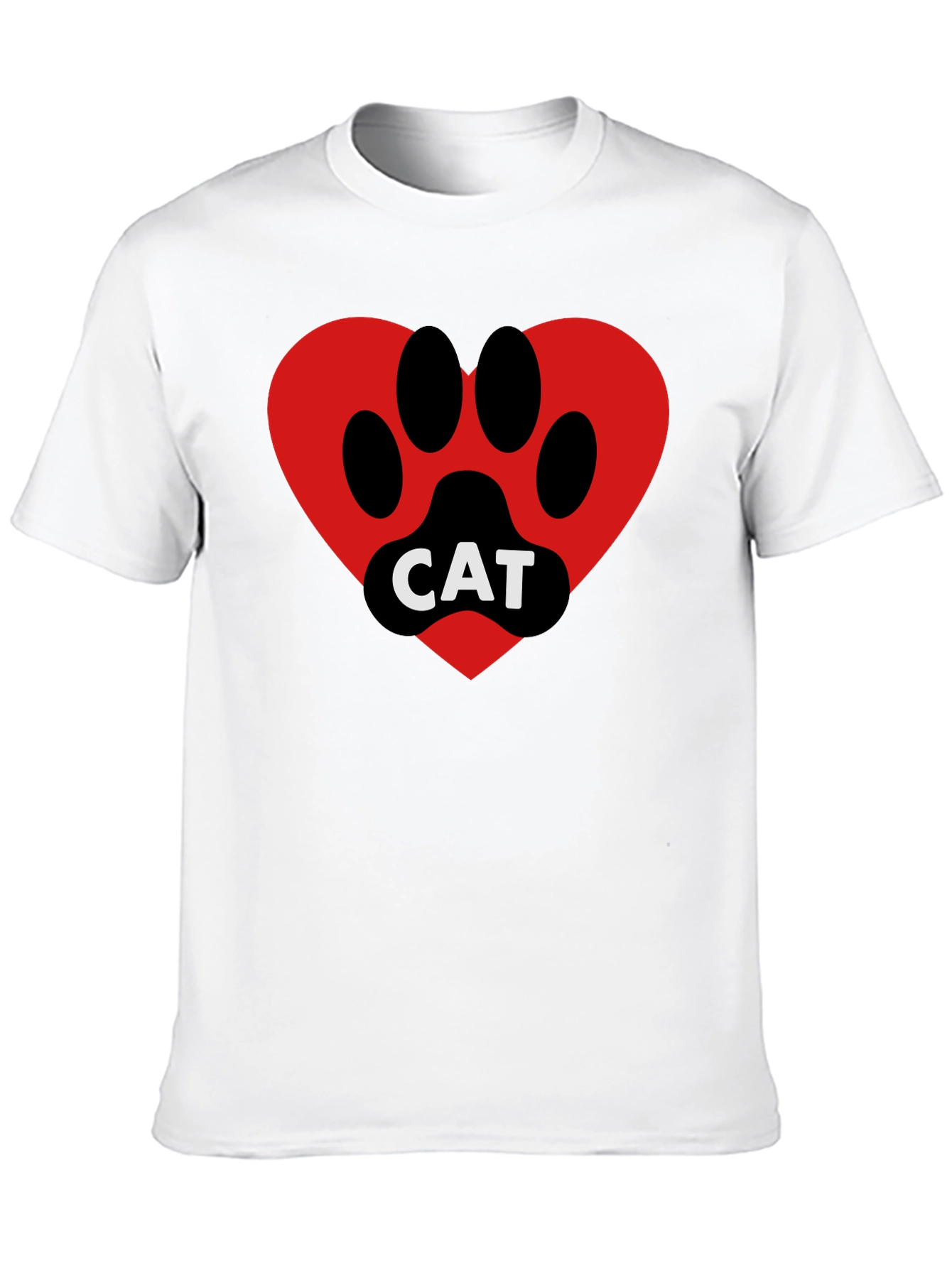 Cat Paw Heart T-Shirt - Black Cotton Blend Tee