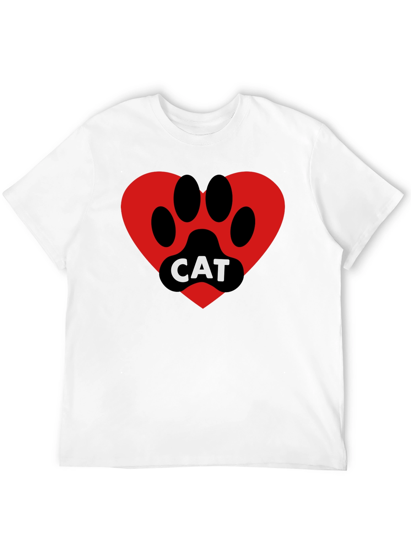 Cat Paw Heart T-Shirt - Black Cotton Blend Tee