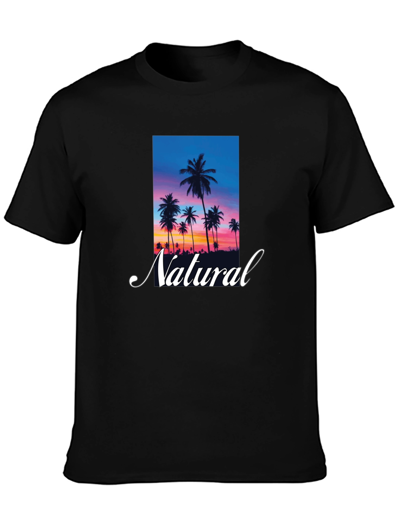 Tropical Sunset Palm Tree Natural T-Shirt
