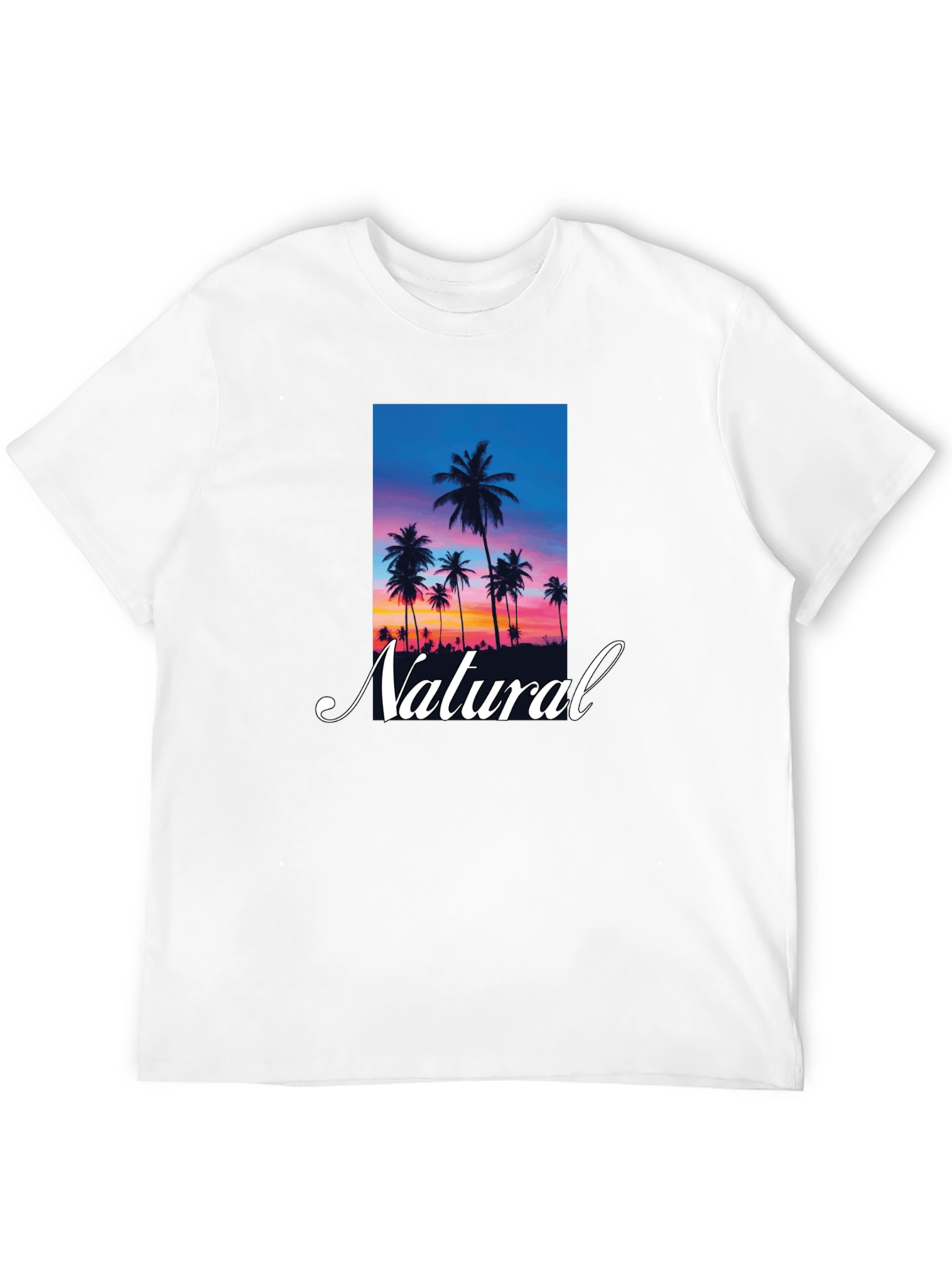 Tropical Sunset Palm Tree Natural T-Shirt