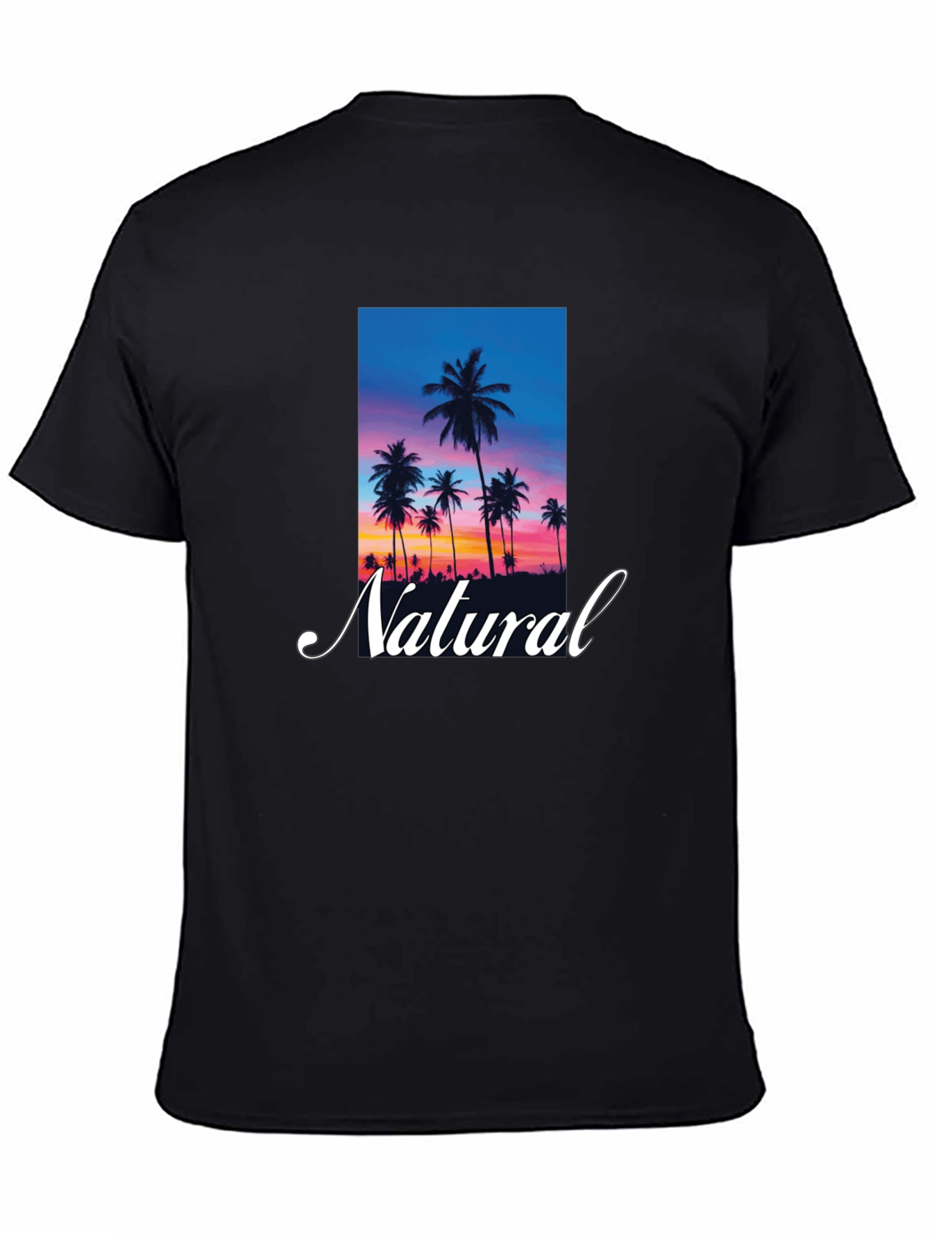 Tropical Sunset Palm Tree Natural T-Shirt