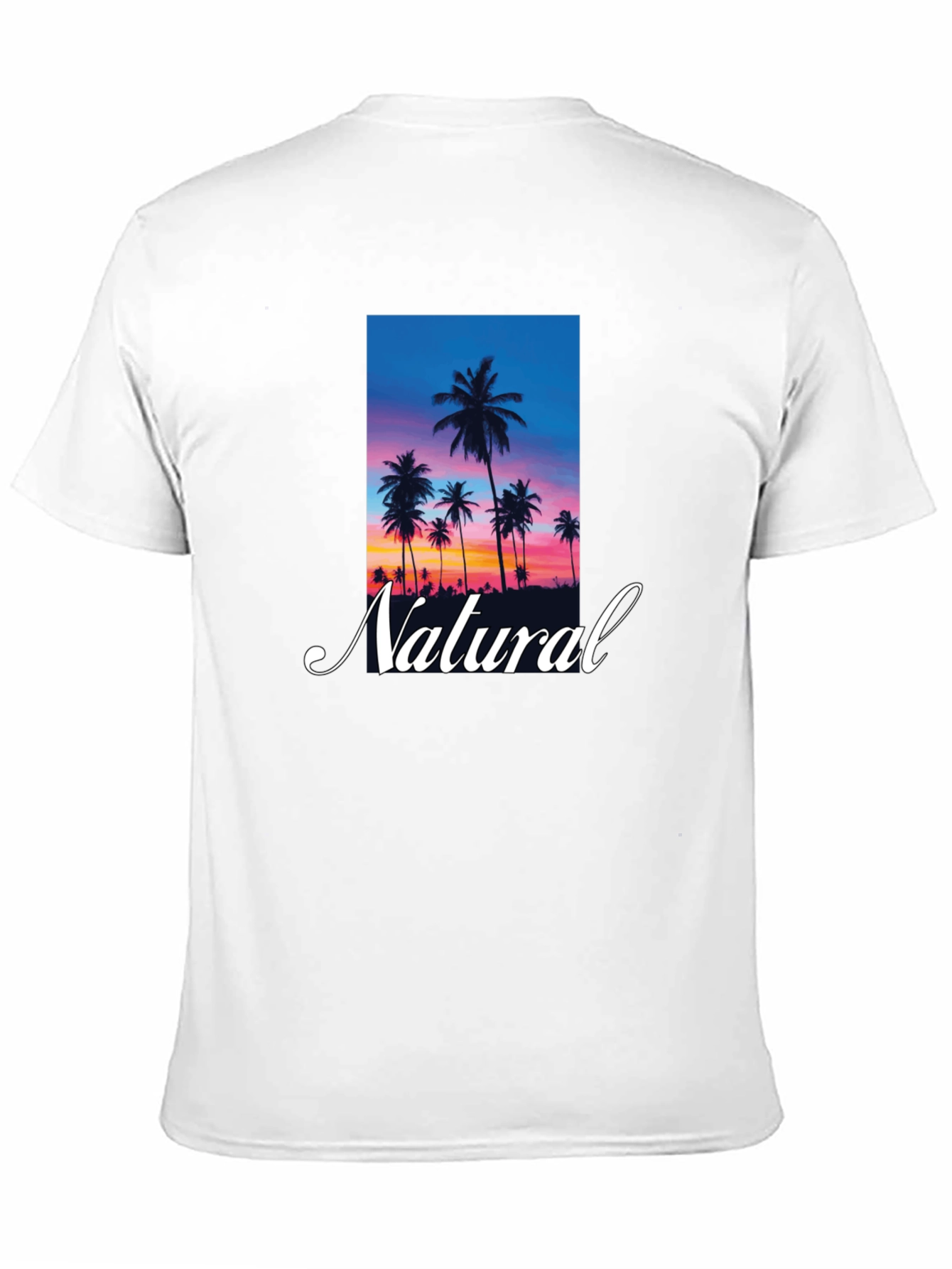 Tropical Sunset Palm Tree Natural T-Shirt