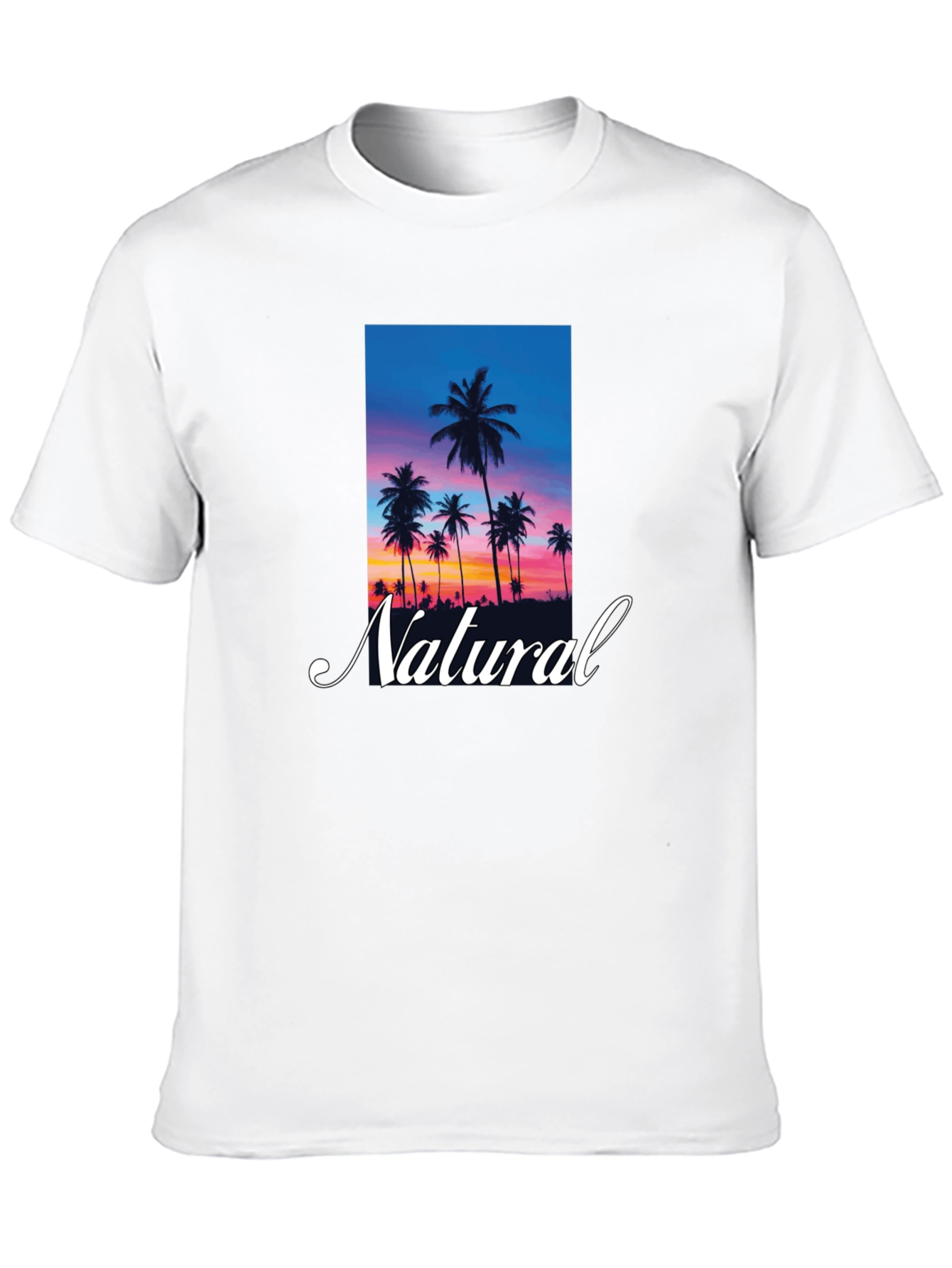Tropical Sunset Palm Tree Natural T-Shirt