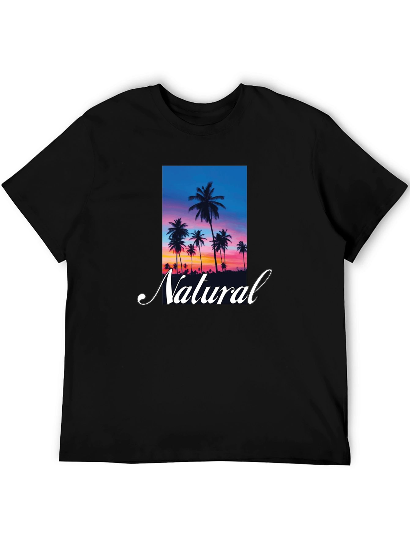 Tropical Sunset Palm Tree Natural T-Shirt