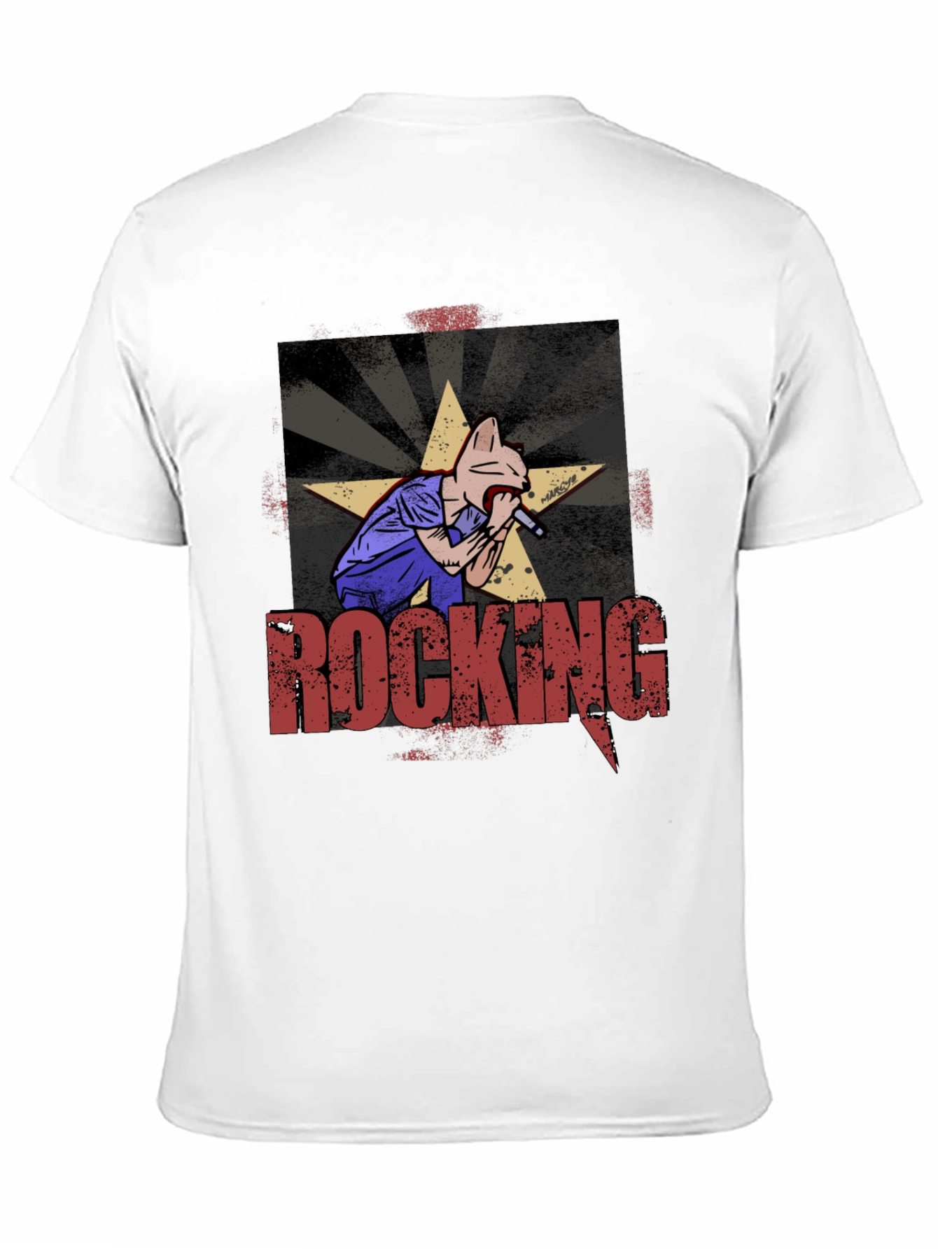 Rocking Cat Graphic Print T-Shirt