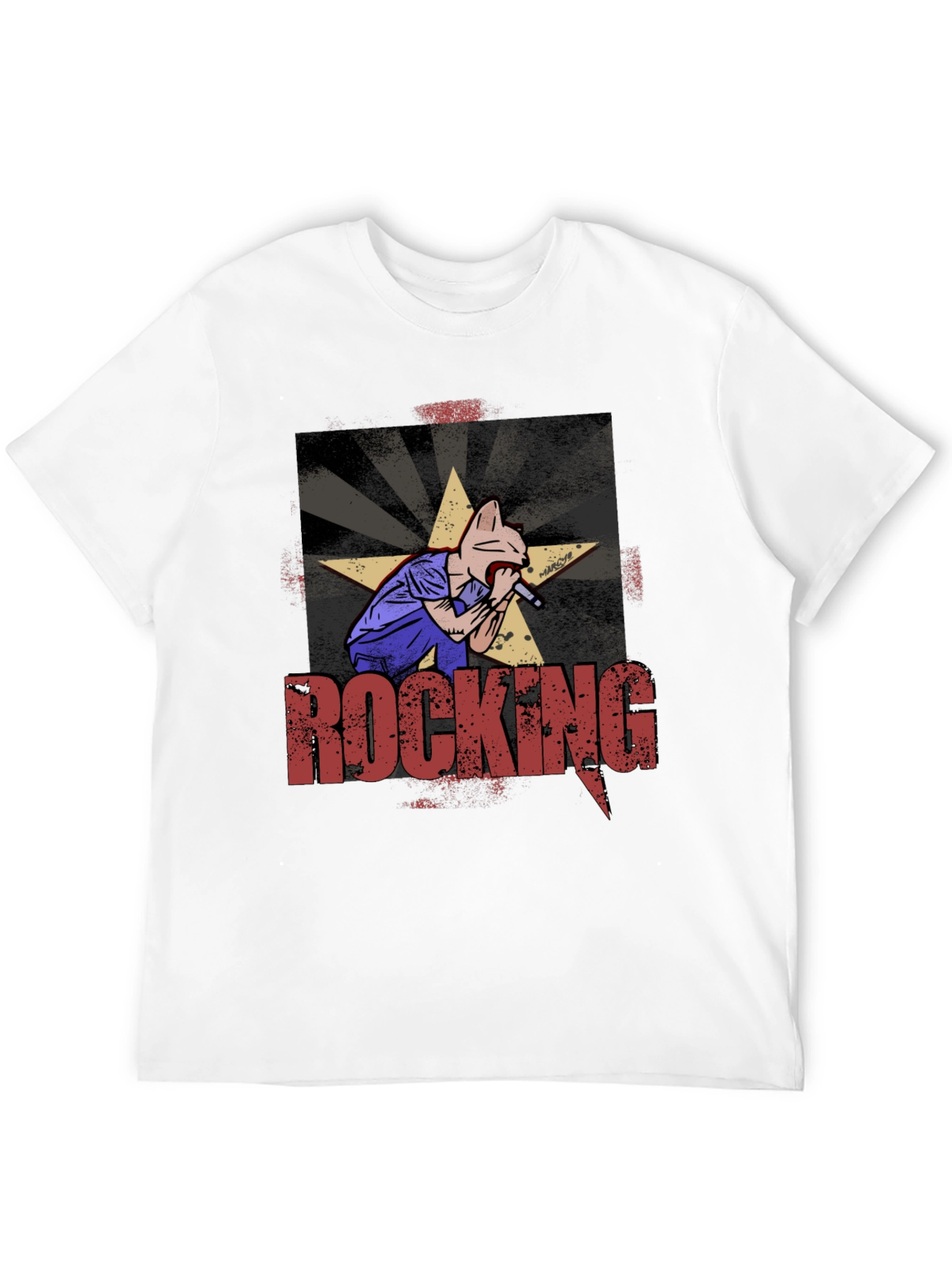 Rocking Cat Graphic Print T-Shirt