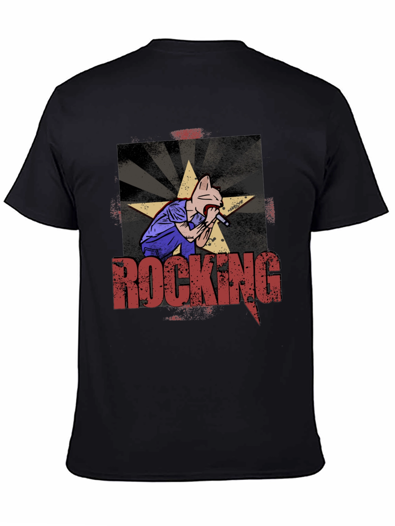 Rocking Cat Graphic Print T-Shirt