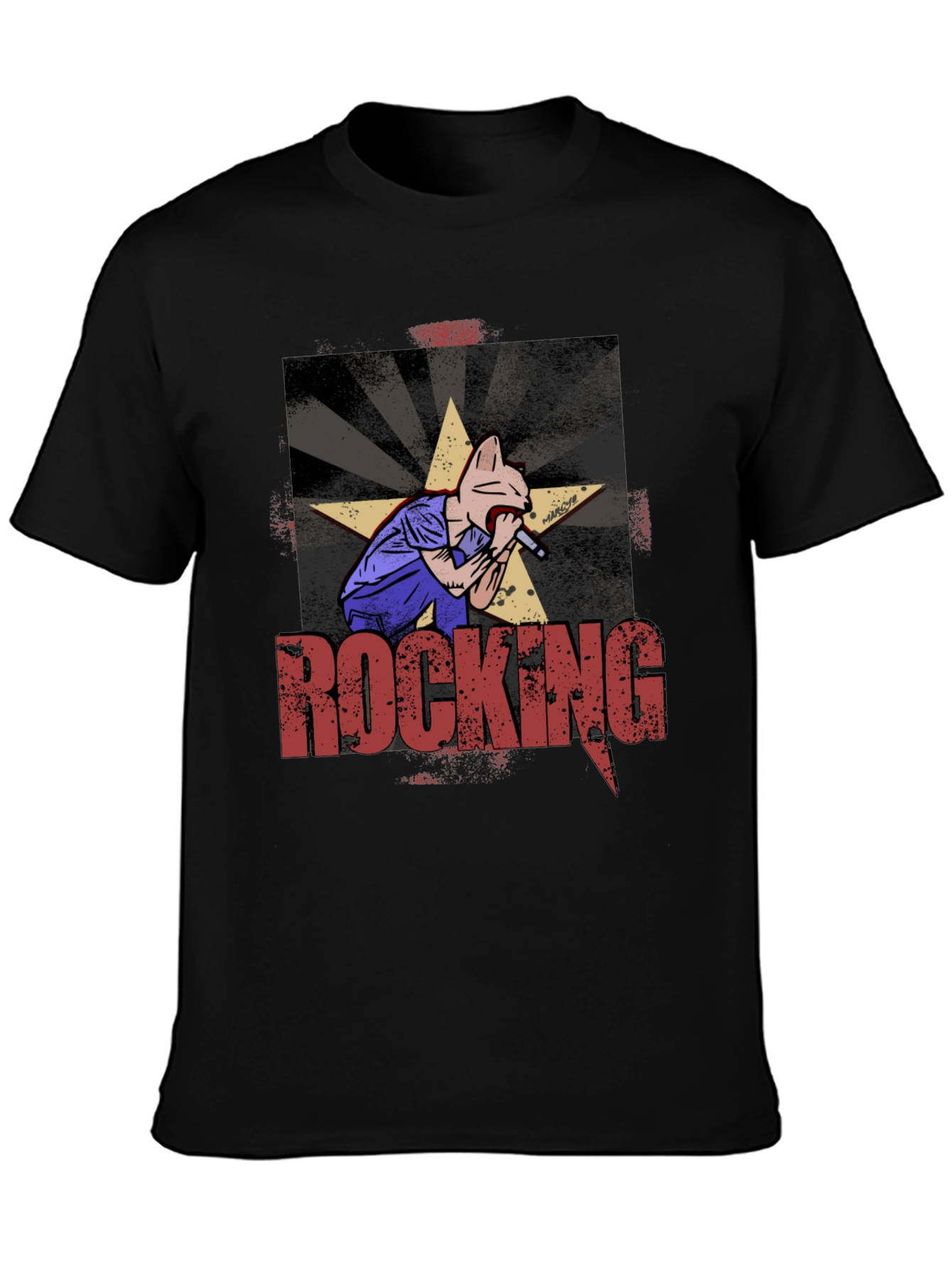 Rocking Cat Graphic Print T-Shirt