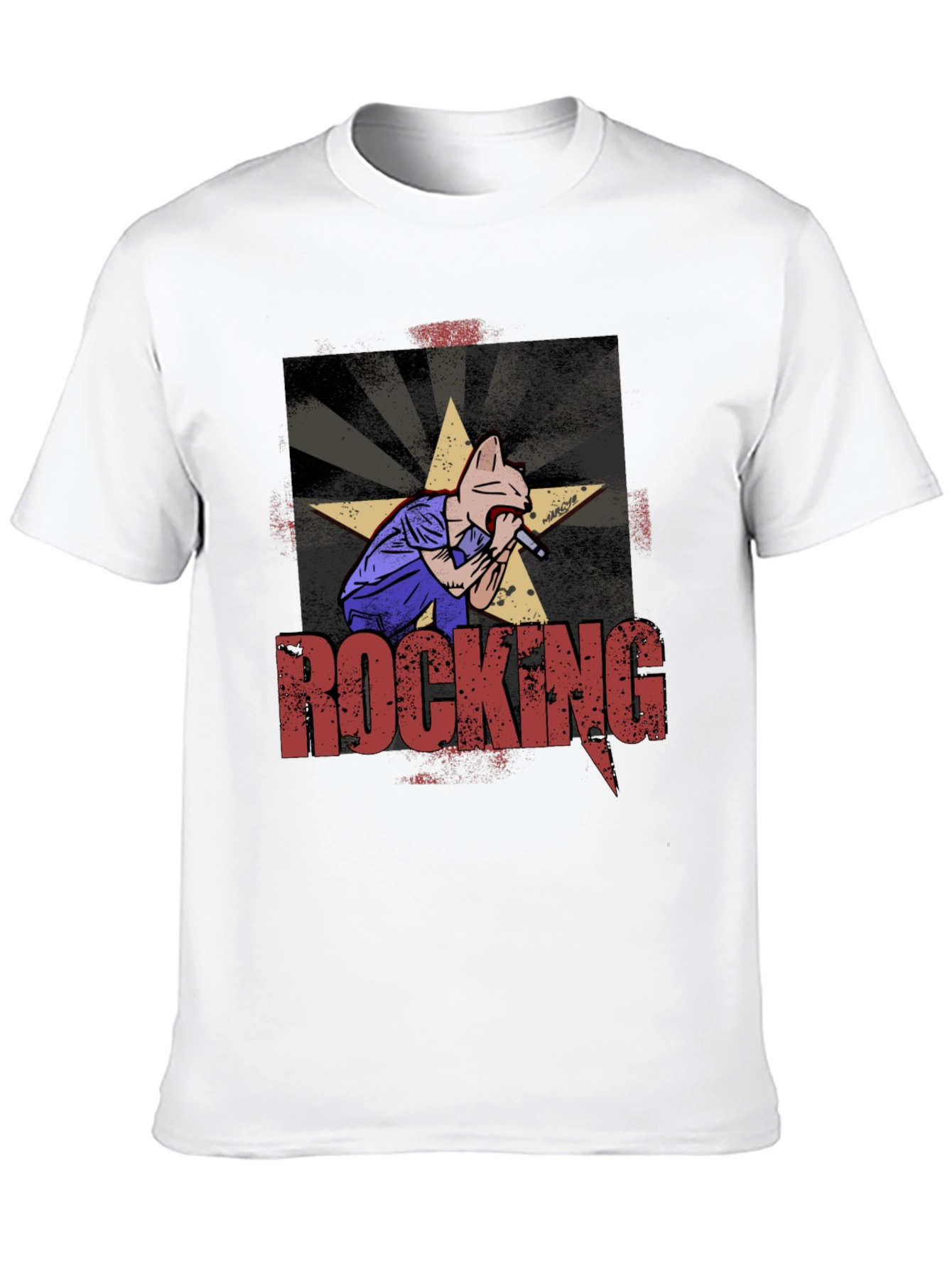 Rocking Cat Graphic Print T-Shirt