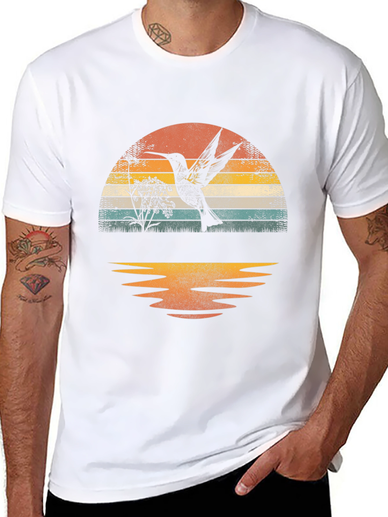 Hummingbird Sunset Graphic Tee - Nature Inspired Design