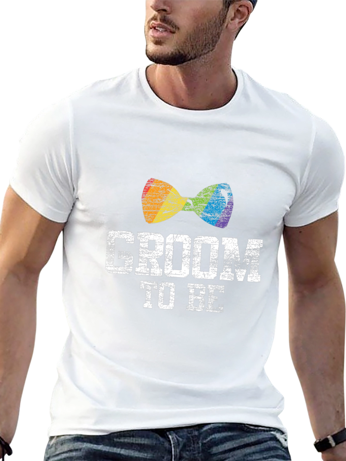 Groom To Be LGBT Rainbow Bow Tie T-Shirt