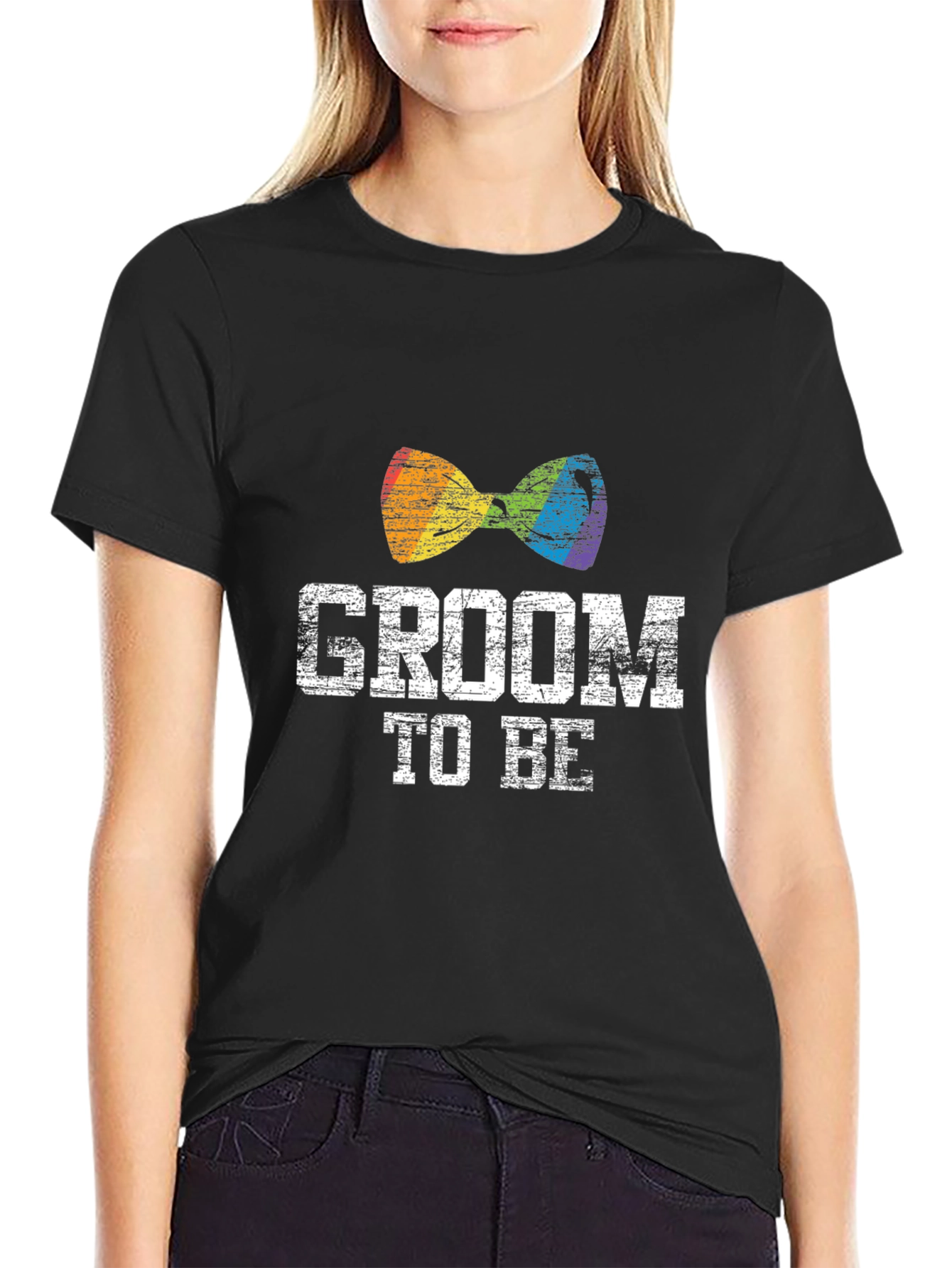 Groom To Be LGBT Rainbow Bow Tie T-Shirt