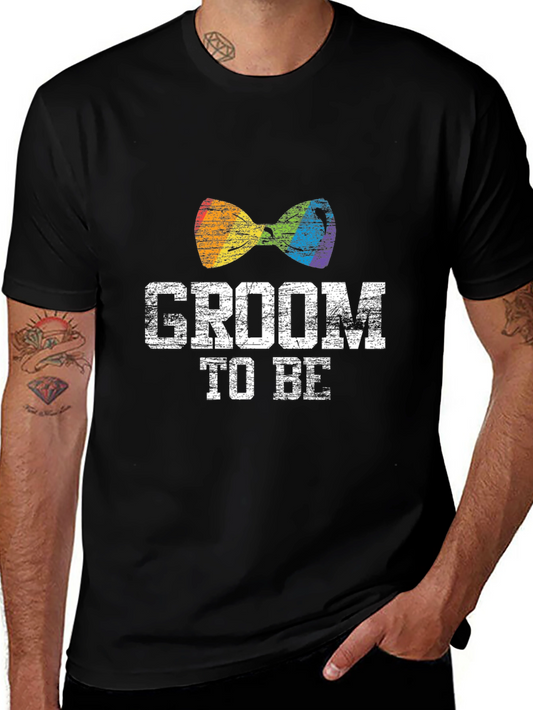 Groom To Be LGBT Rainbow Bow Tie T-Shirt