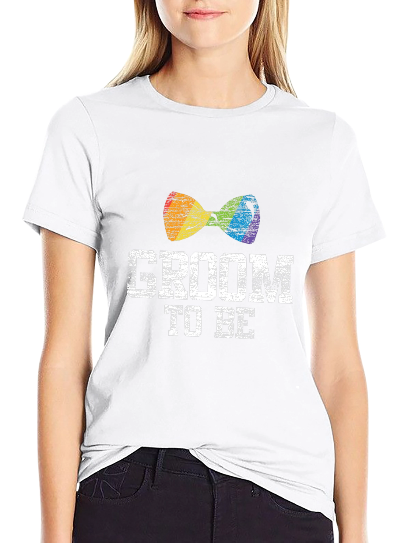 Groom To Be LGBT Rainbow Bow Tie T-Shirt