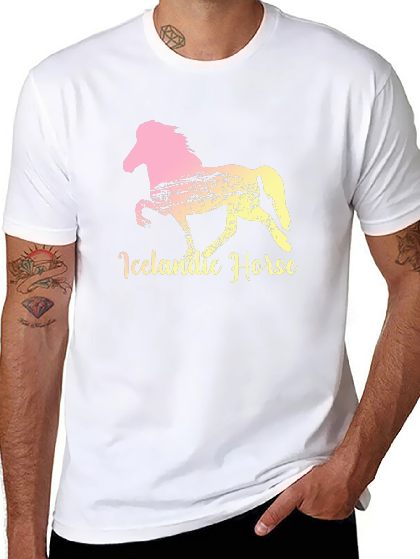 Icelandic Horse Graphic Tee - Black Cotton T-Shirt