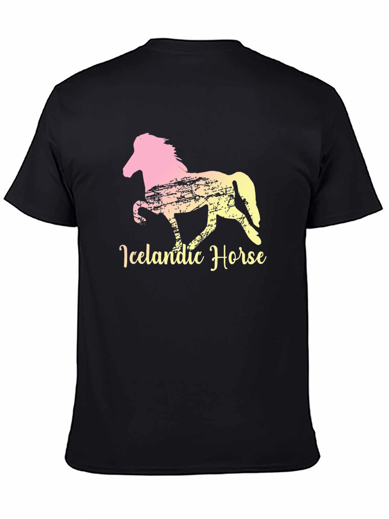 Icelandic Horse Graphic Tee - Black Cotton T-Shirt