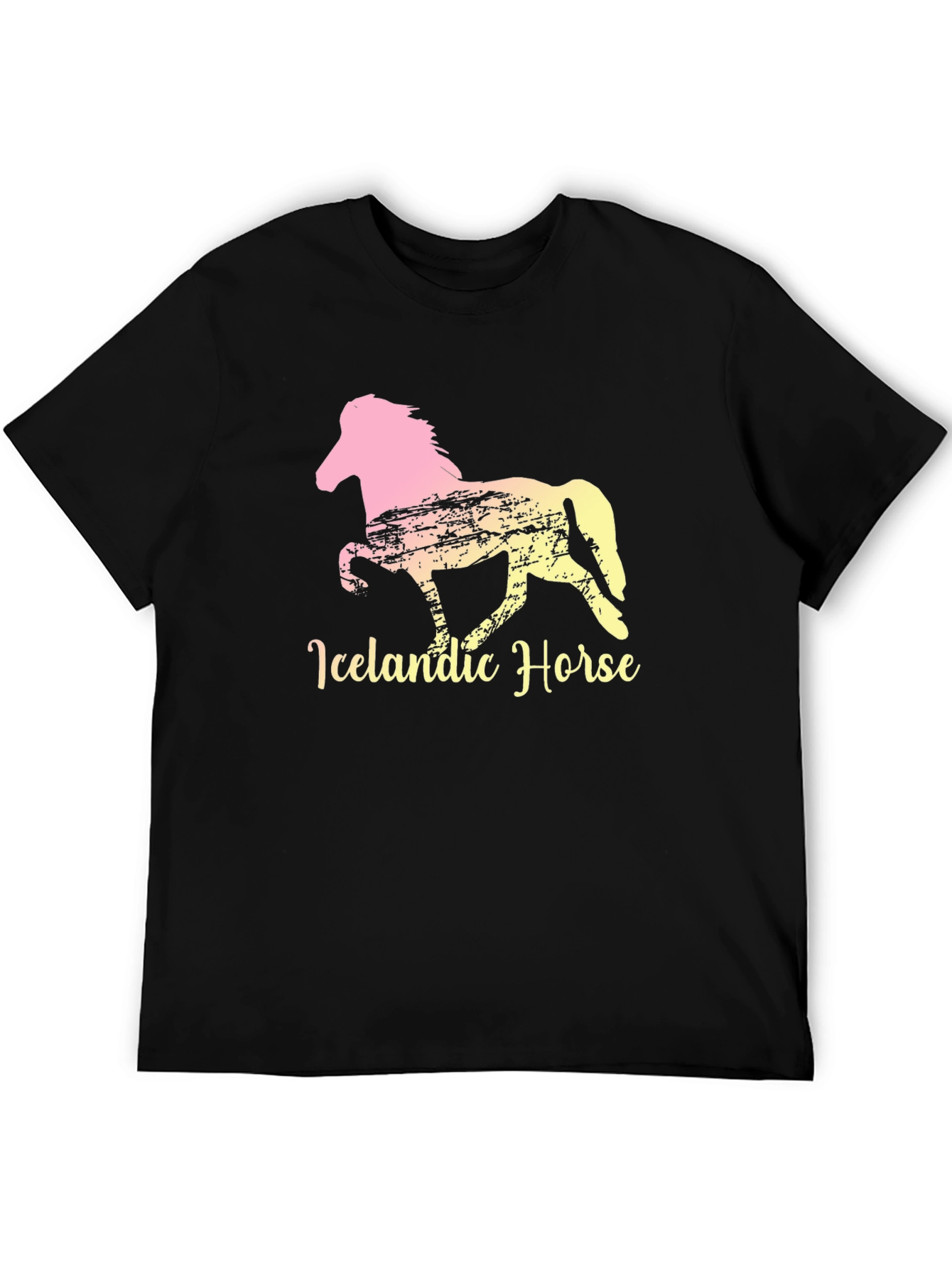 Icelandic Horse Graphic Tee - Black Cotton T-Shirt