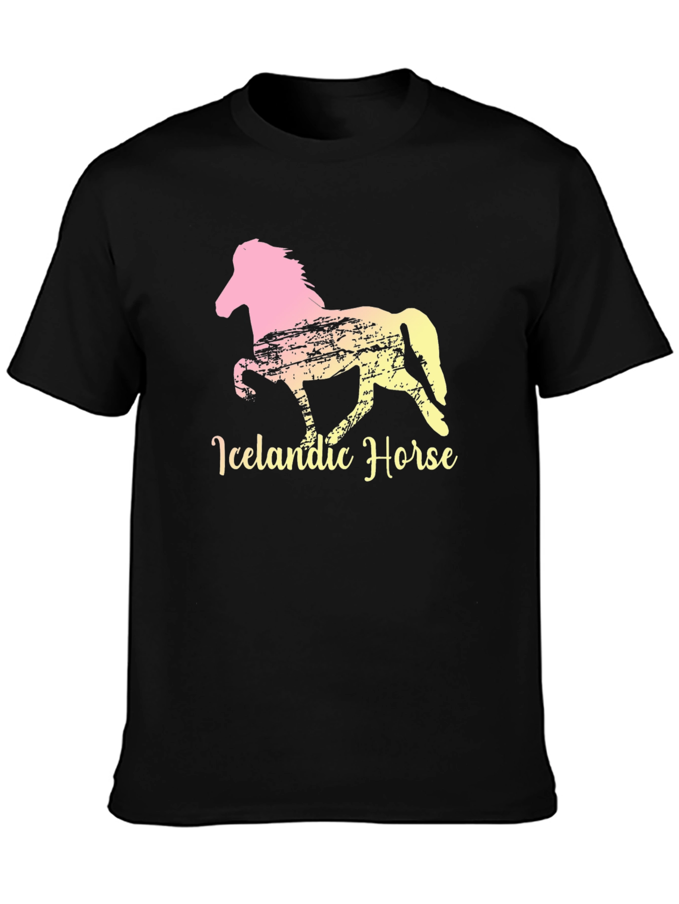 Icelandic Horse Graphic Tee - Black Cotton T-Shirt