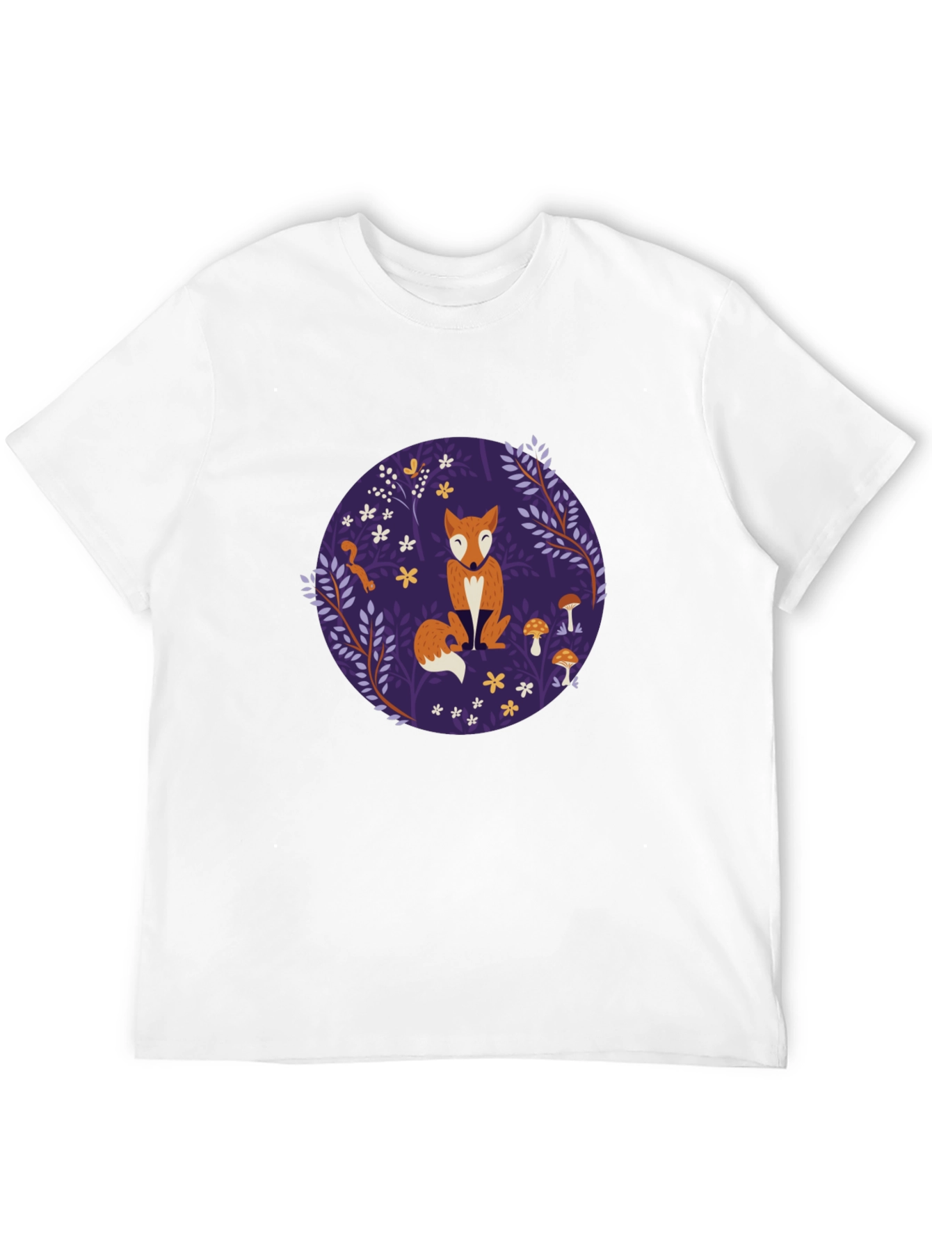 Fox & Mushroom Graphic Tee - Black