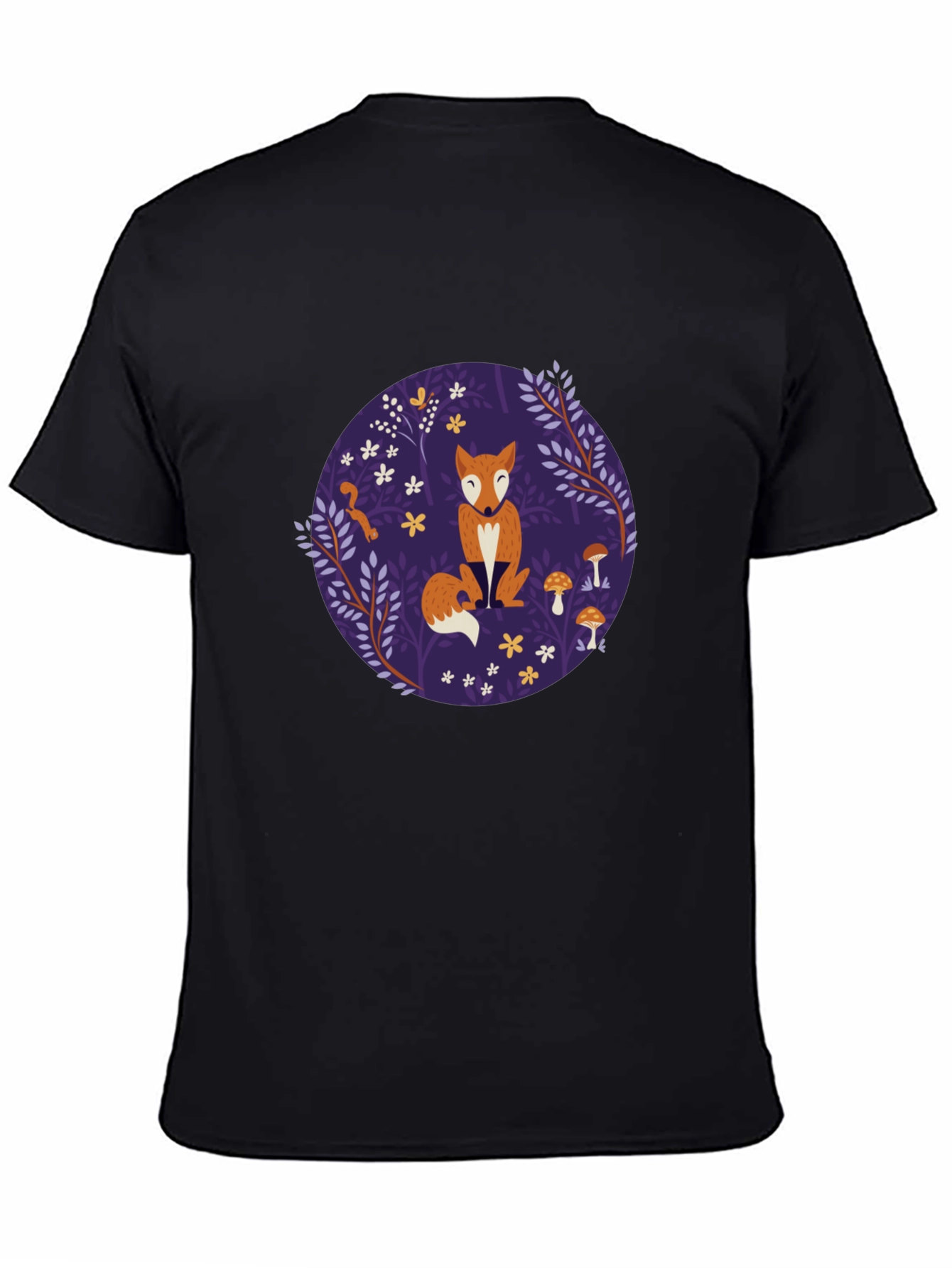 Fox & Mushroom Graphic Tee - Black