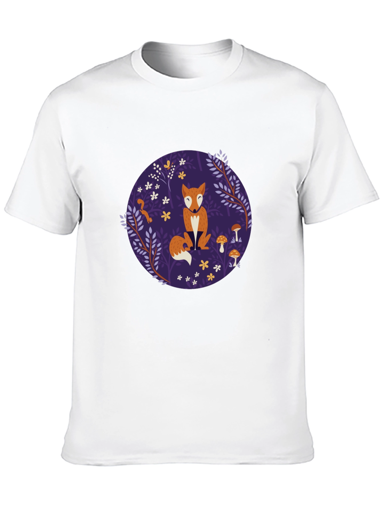 Fox & Mushroom Graphic Tee - Black