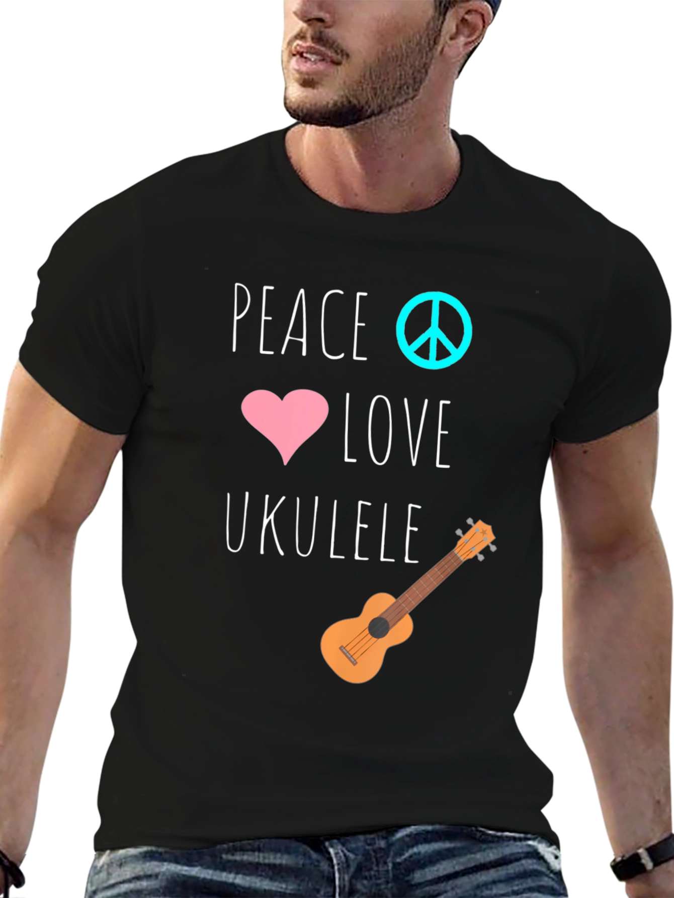 Peace Love Ukulele Graphic T-Shirt