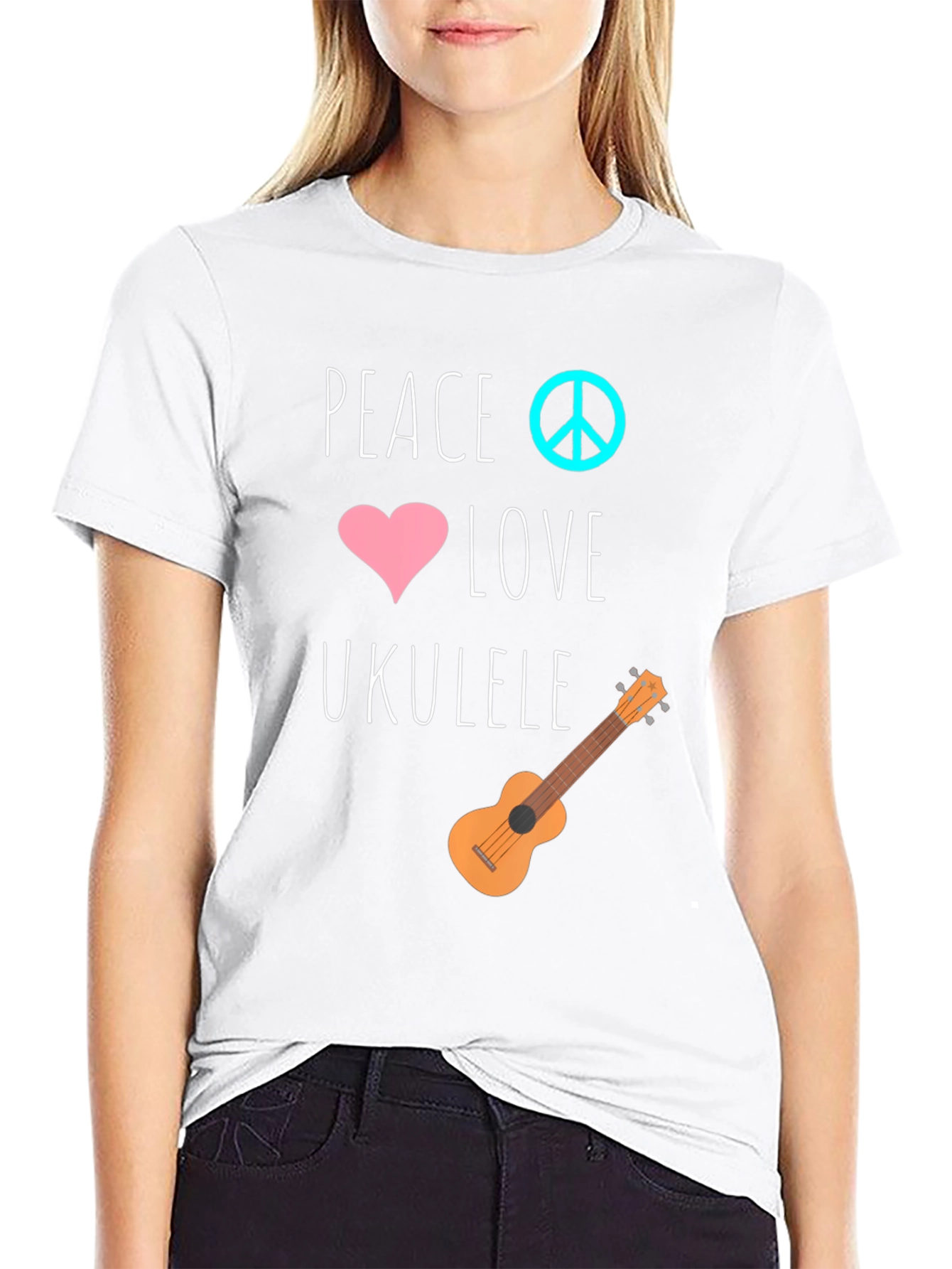 Peace Love Ukulele Graphic T-Shirt