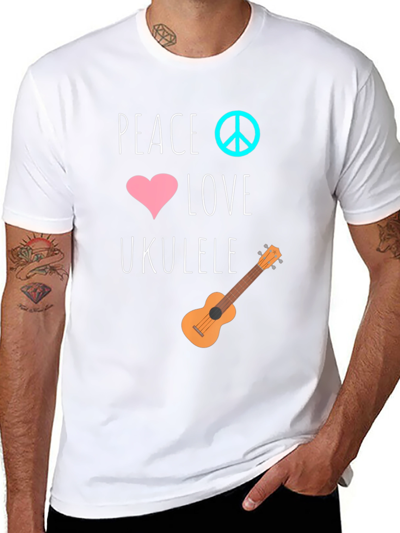 Peace Love Ukulele Graphic T-Shirt
