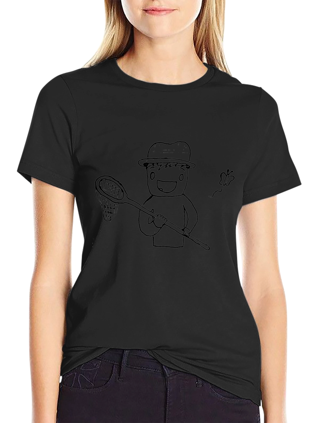 Cartoon Graphic Tee - Black Cotton Shirt