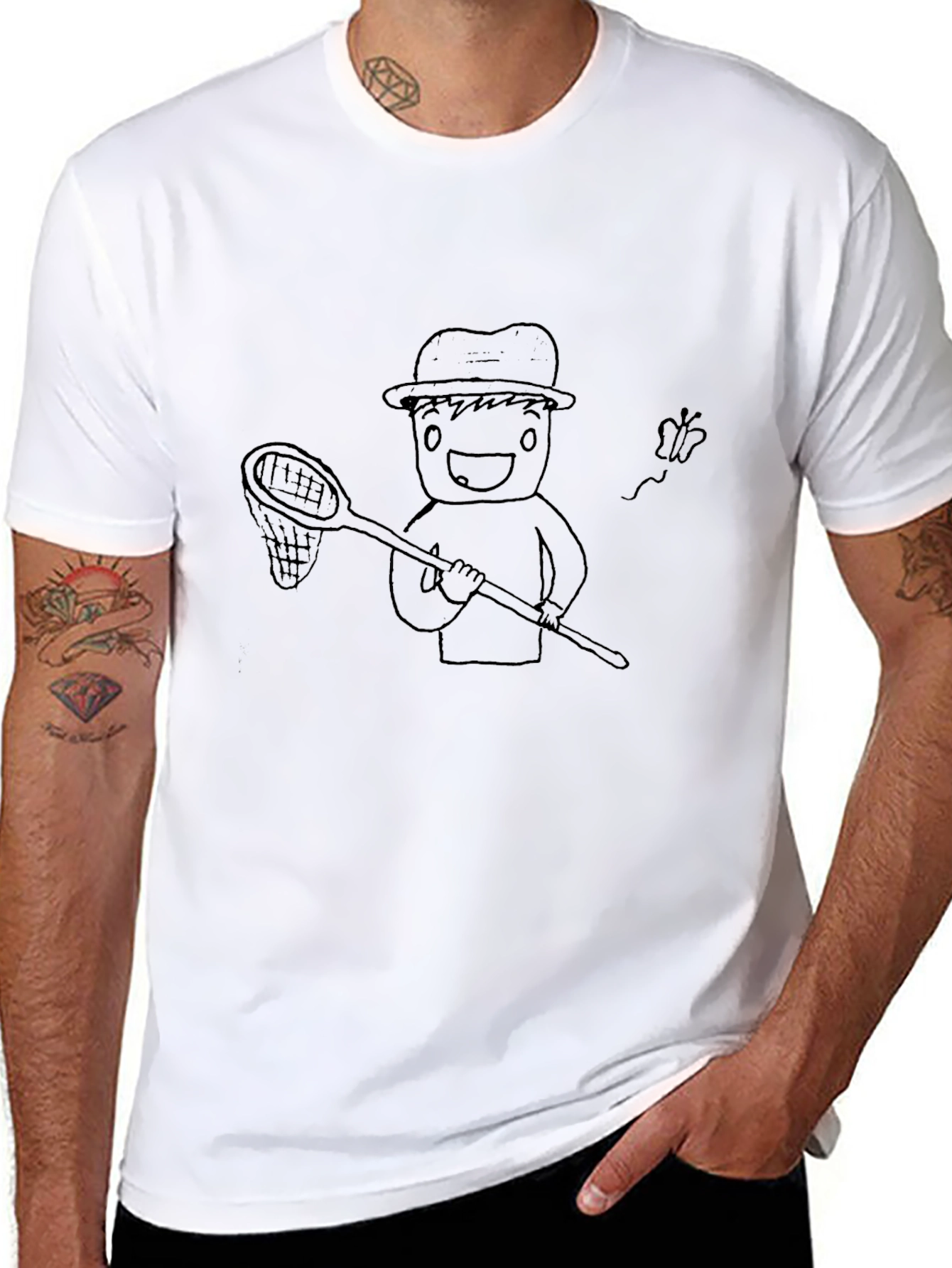 Cartoon Graphic Tee - Black Cotton Shirt
