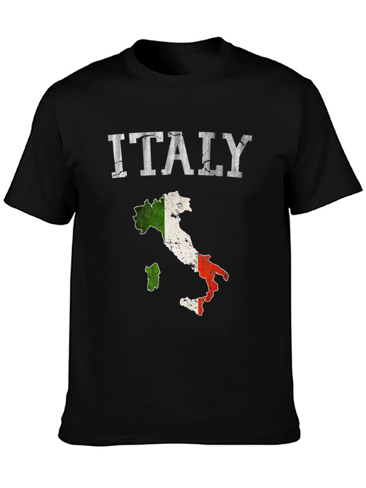 Italy Flag Map T-Shirt - Distressed Design