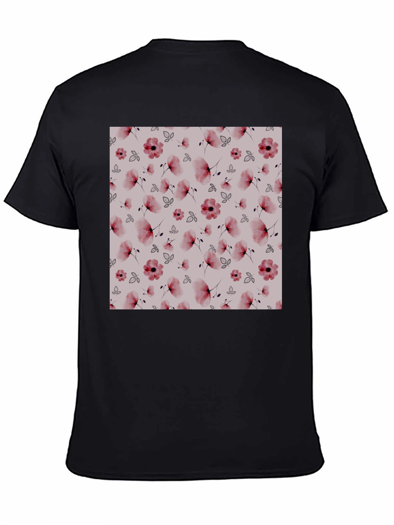 Floral Print Black T-Shirt - Casual Style