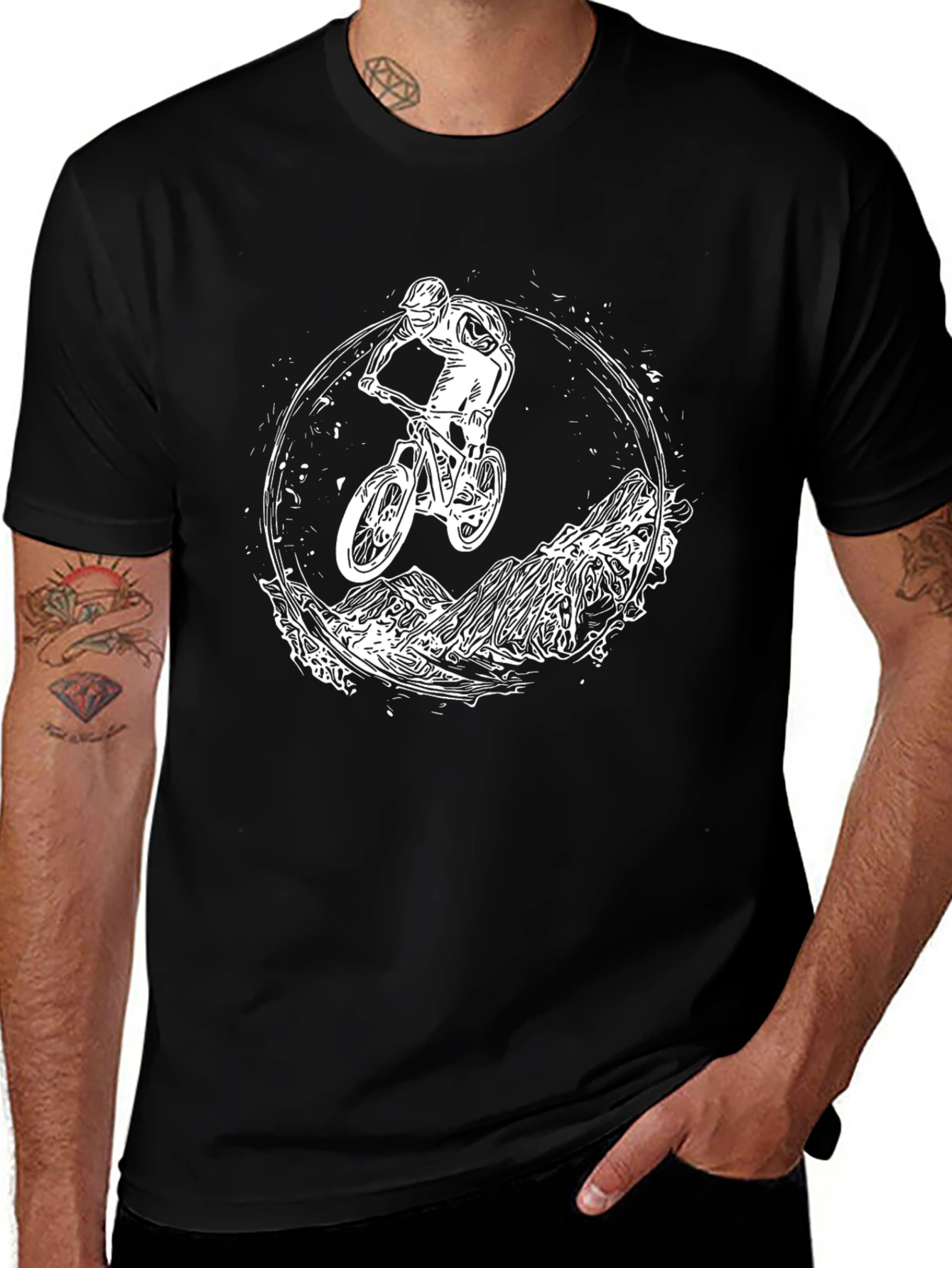 Mountain Bike Graphic T-Shirt - Black