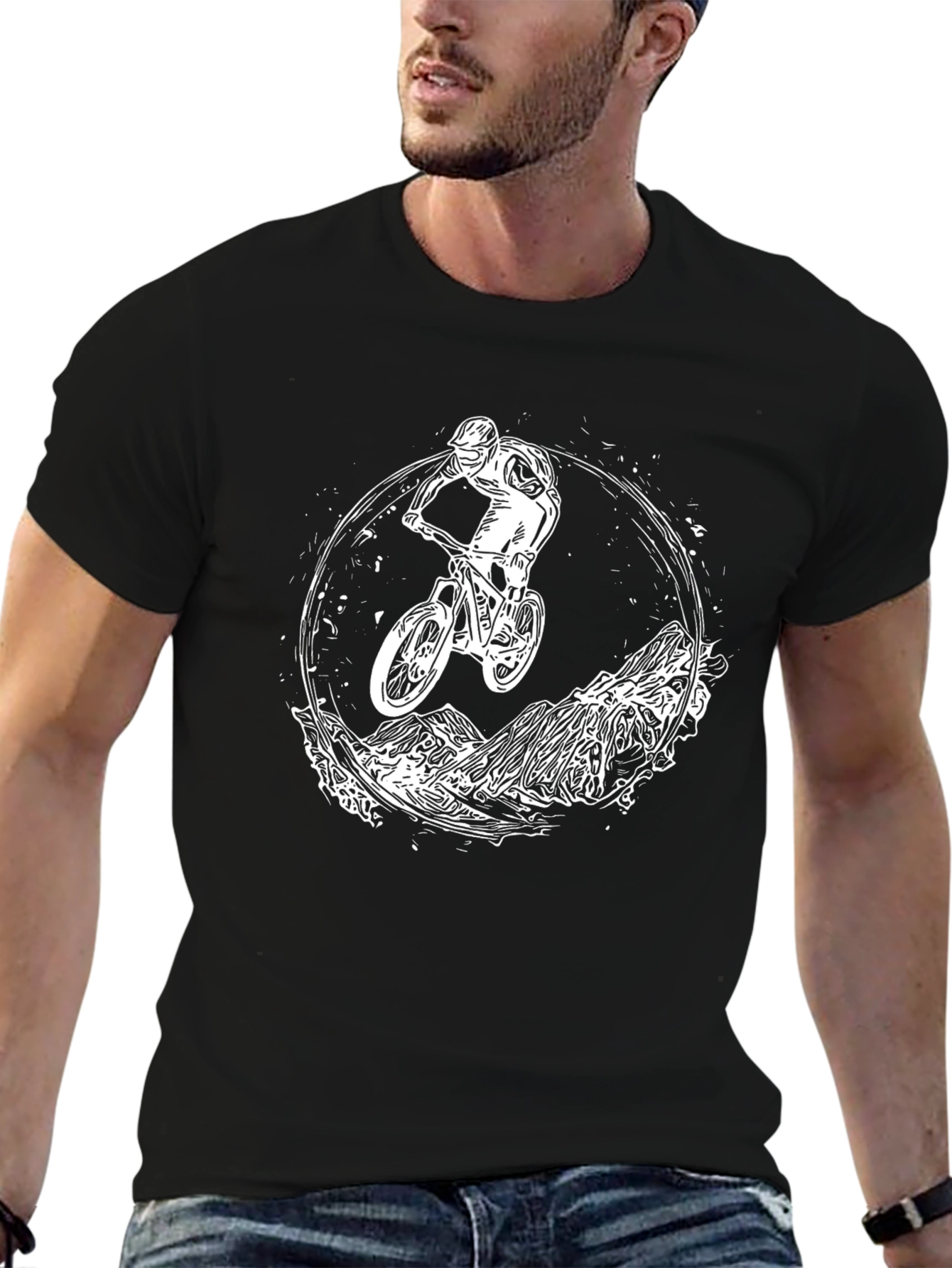 Mountain Bike Graphic T-Shirt - Black