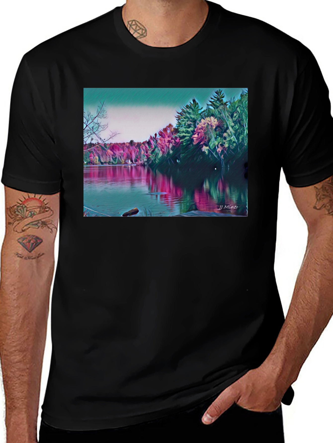 Scenic Lake Graphic T-Shirt - Nature Art Tee
