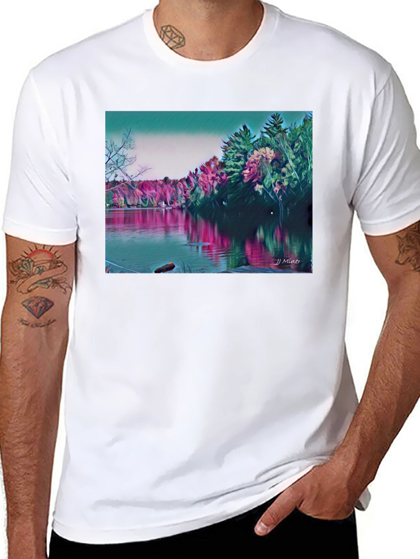 Scenic Lake Graphic T-Shirt - Nature Art Tee