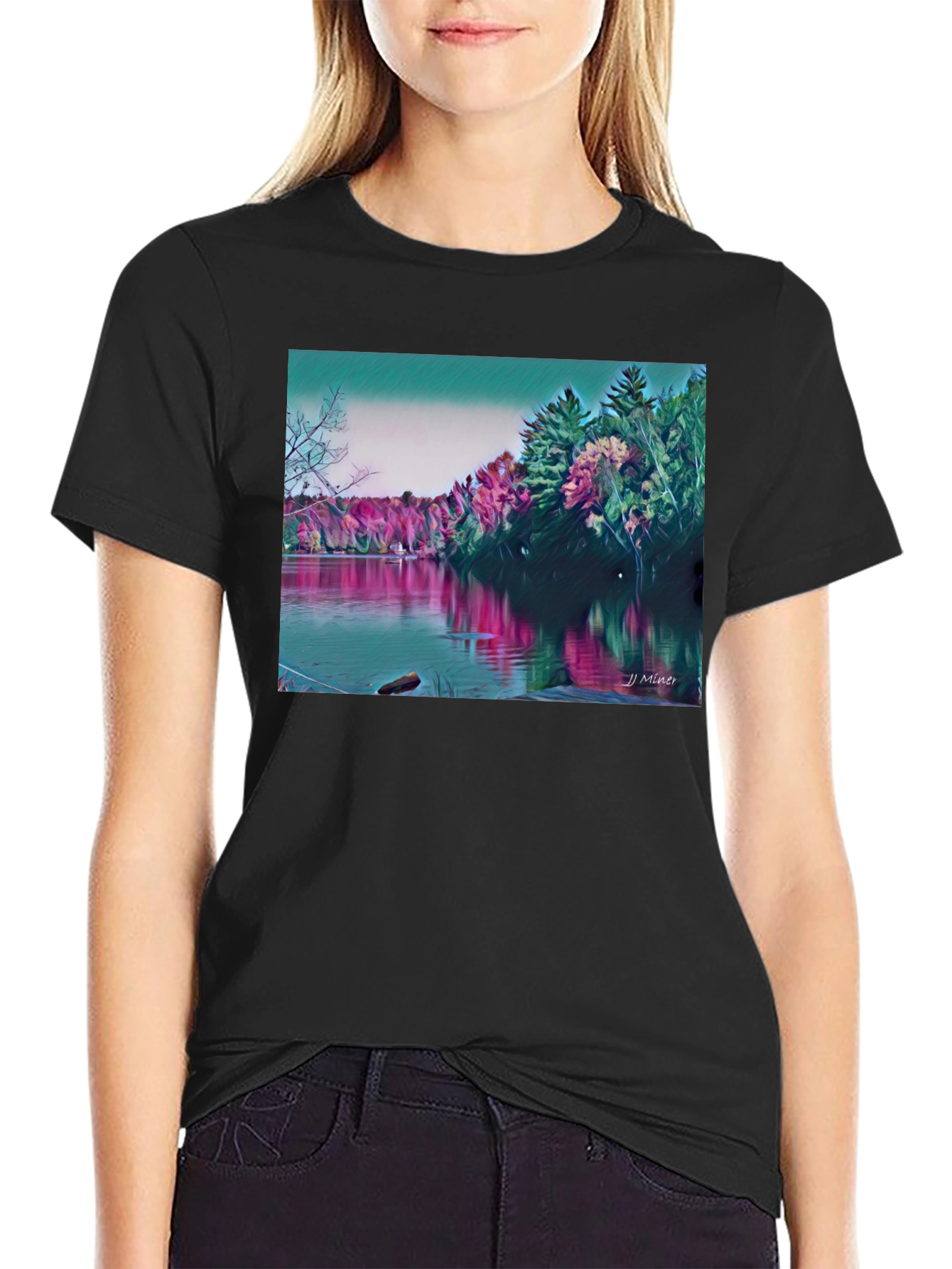 Scenic Lake Graphic T-Shirt - Nature Art Tee