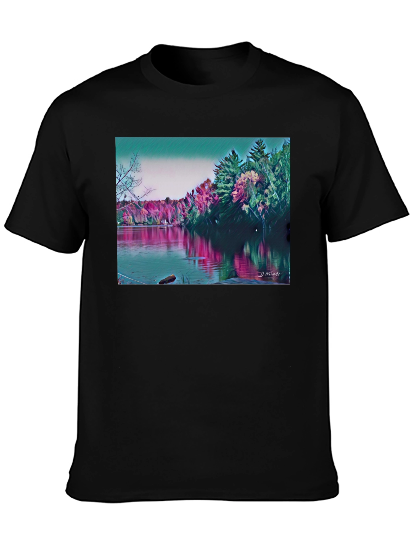 Scenic Lake Graphic T-Shirt - Nature Art Tee