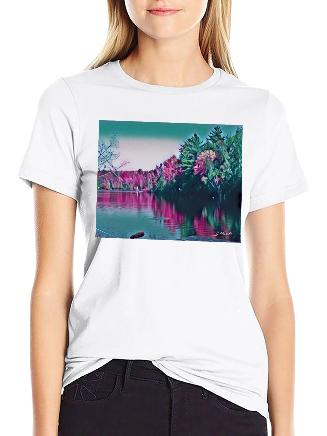Scenic Lake Graphic T-Shirt - Nature Art Tee