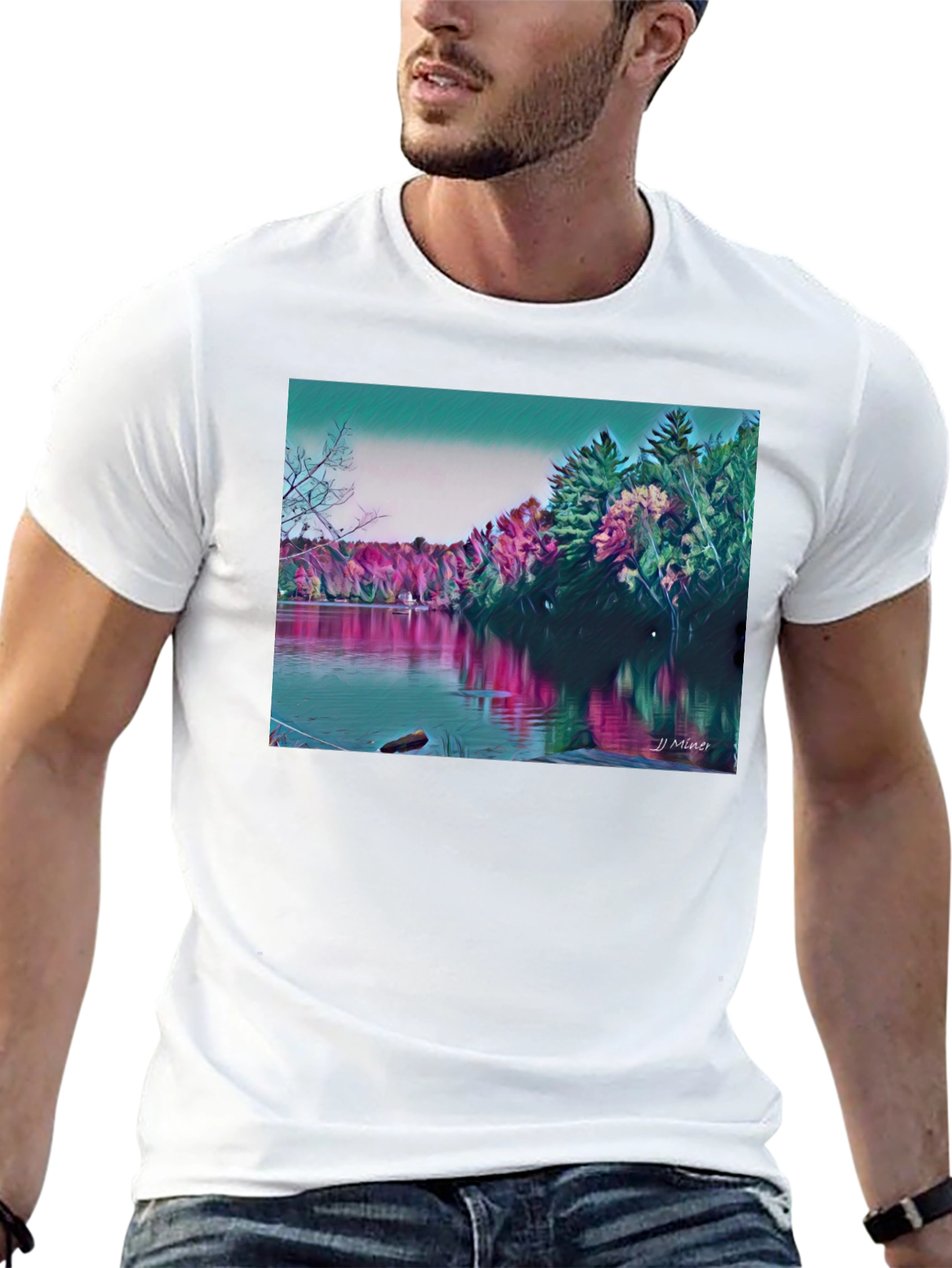 Scenic Lake Graphic T-Shirt - Nature Art Tee