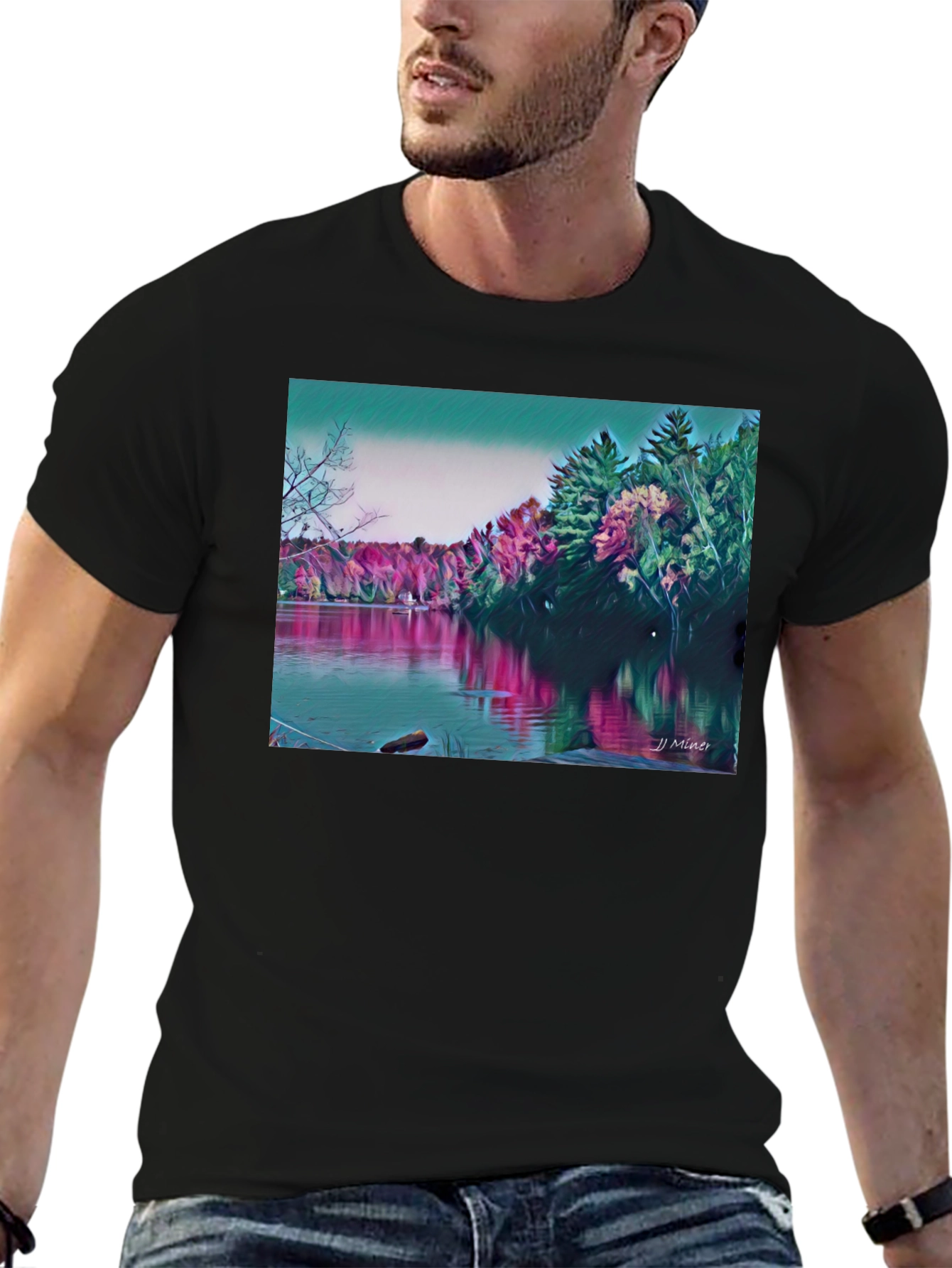 Scenic Lake Graphic T-Shirt - Nature Art Tee