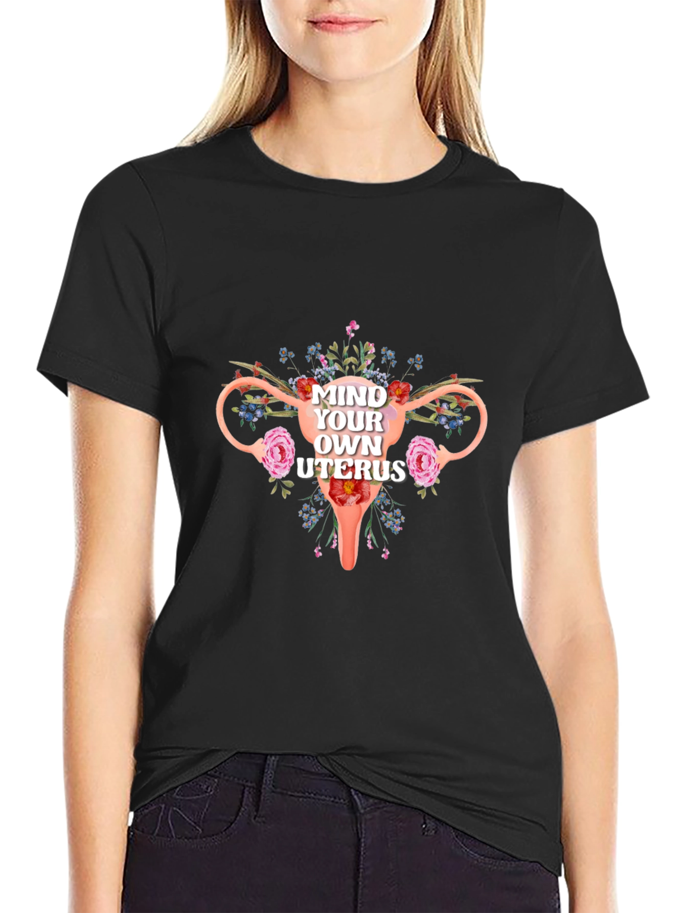 Mind Your Own Uterus Floral Graphic Tee