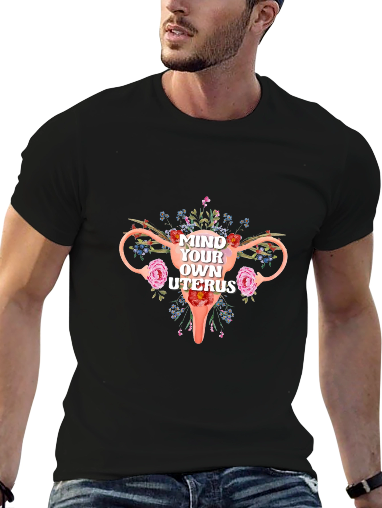 Mind Your Own Uterus Floral Graphic Tee